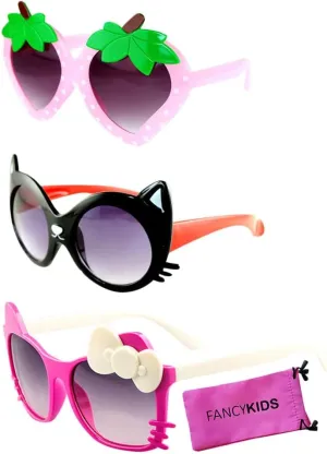 FANCYKIDS Kids Cat Strawberry Shaped Sunglasses for Toddler Girls Age 3-10 (P)