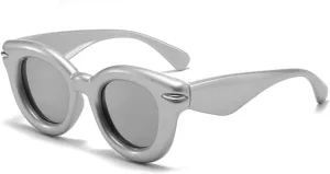 Fashion Oval Candy Color Sunglasses for Women Retro Rivets Men Trending Punk Round