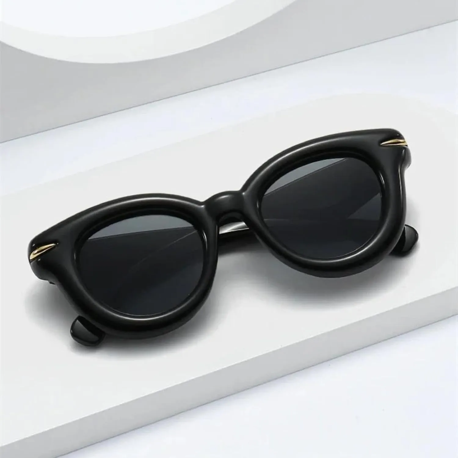 Fashion Oval Candy Color Sunglasses for Women Retro Rivets Men Trending Punk Round