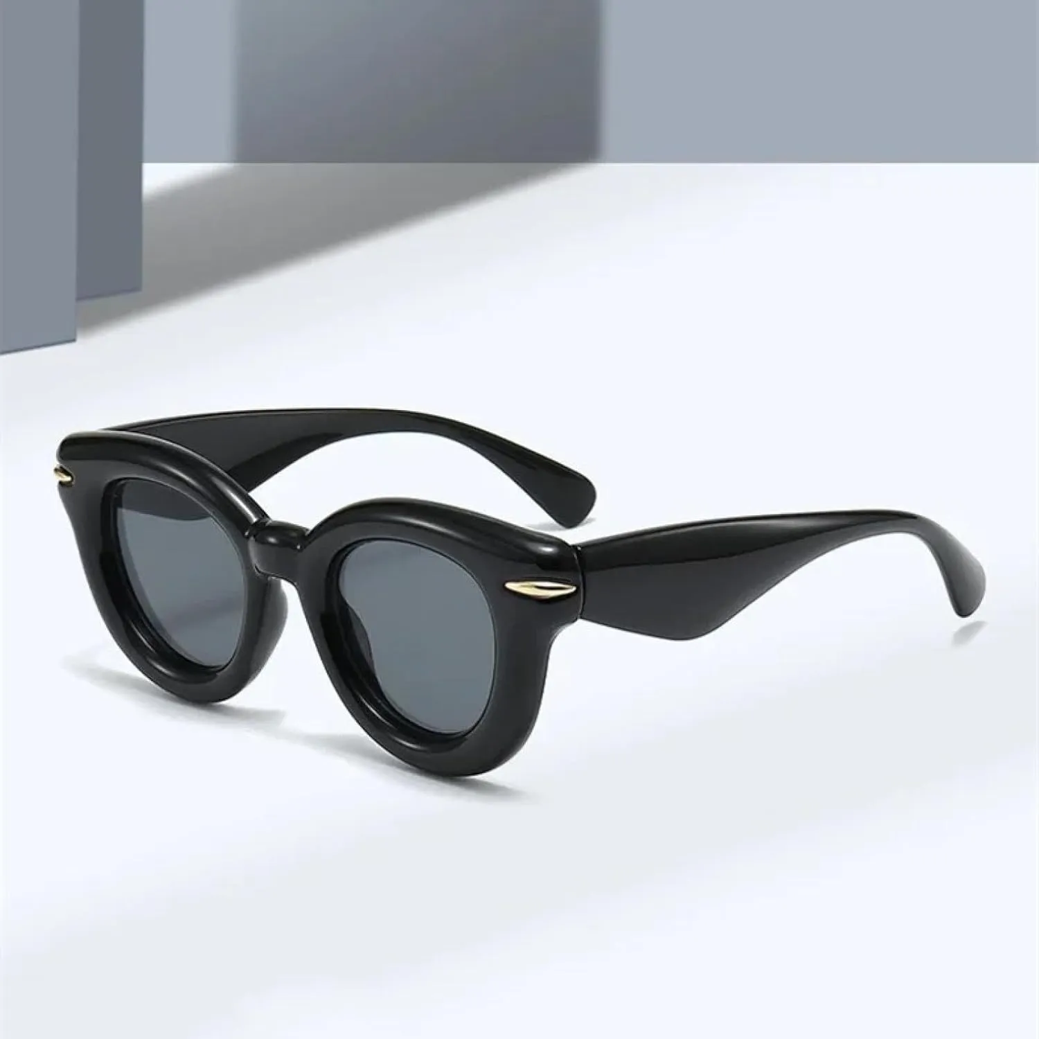 Fashion Oval Candy Color Sunglasses for Women Retro Rivets Men Trending Punk Round