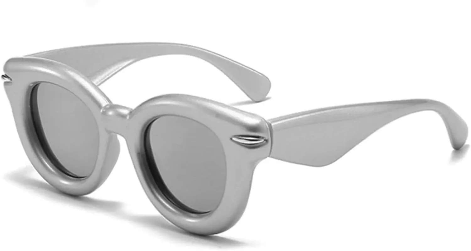Fashion Oval Candy Color Sunglasses for Women Retro Rivets Men Trending Punk Round