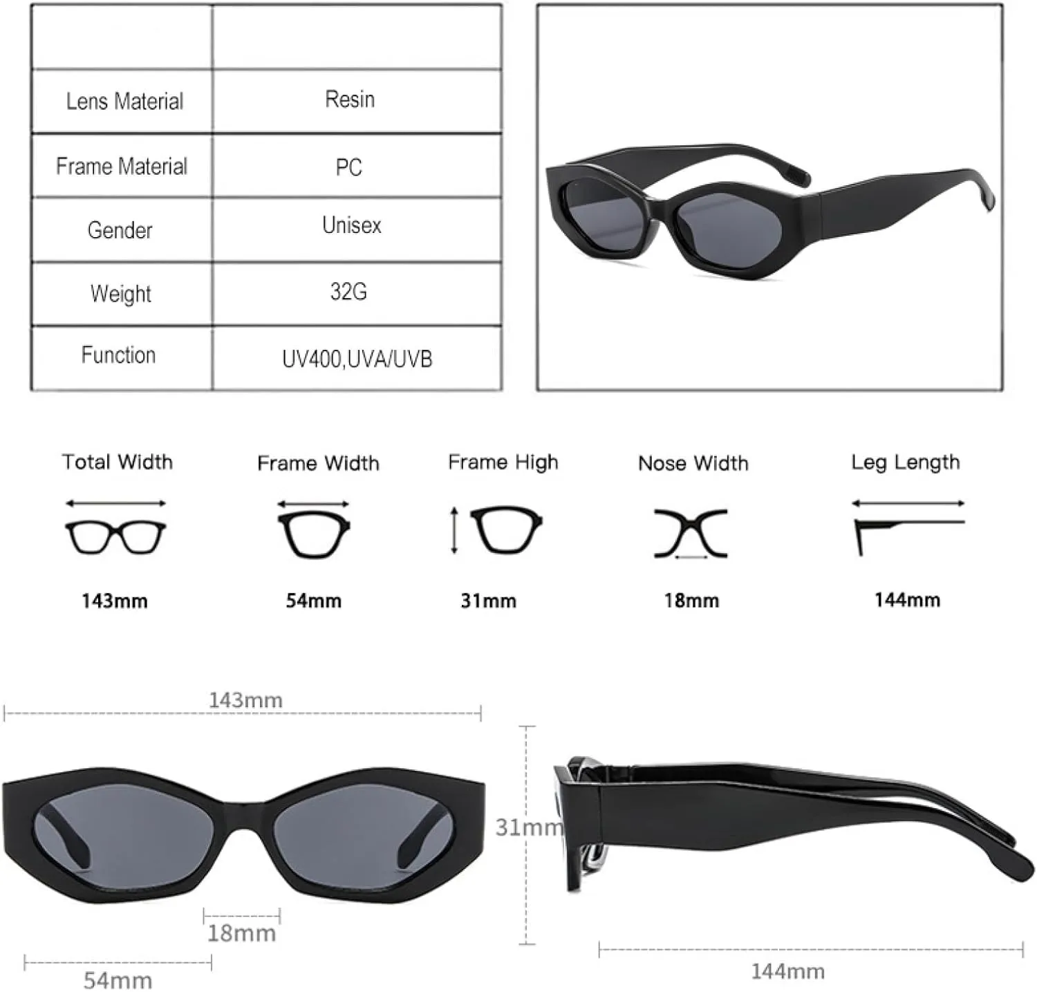 Fashion Polygon Women Sunglasses Retro Shades Uv400 Men Sun Glasses