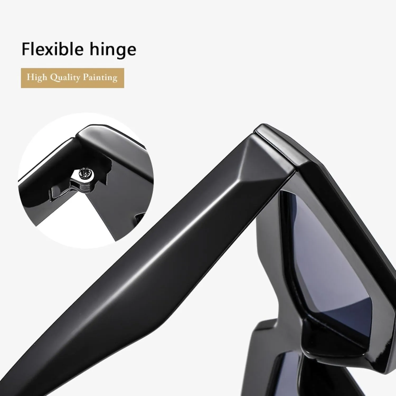 Fashion Retro Polygon Cat Eye Black Sunglasses for Women Punk Uv400