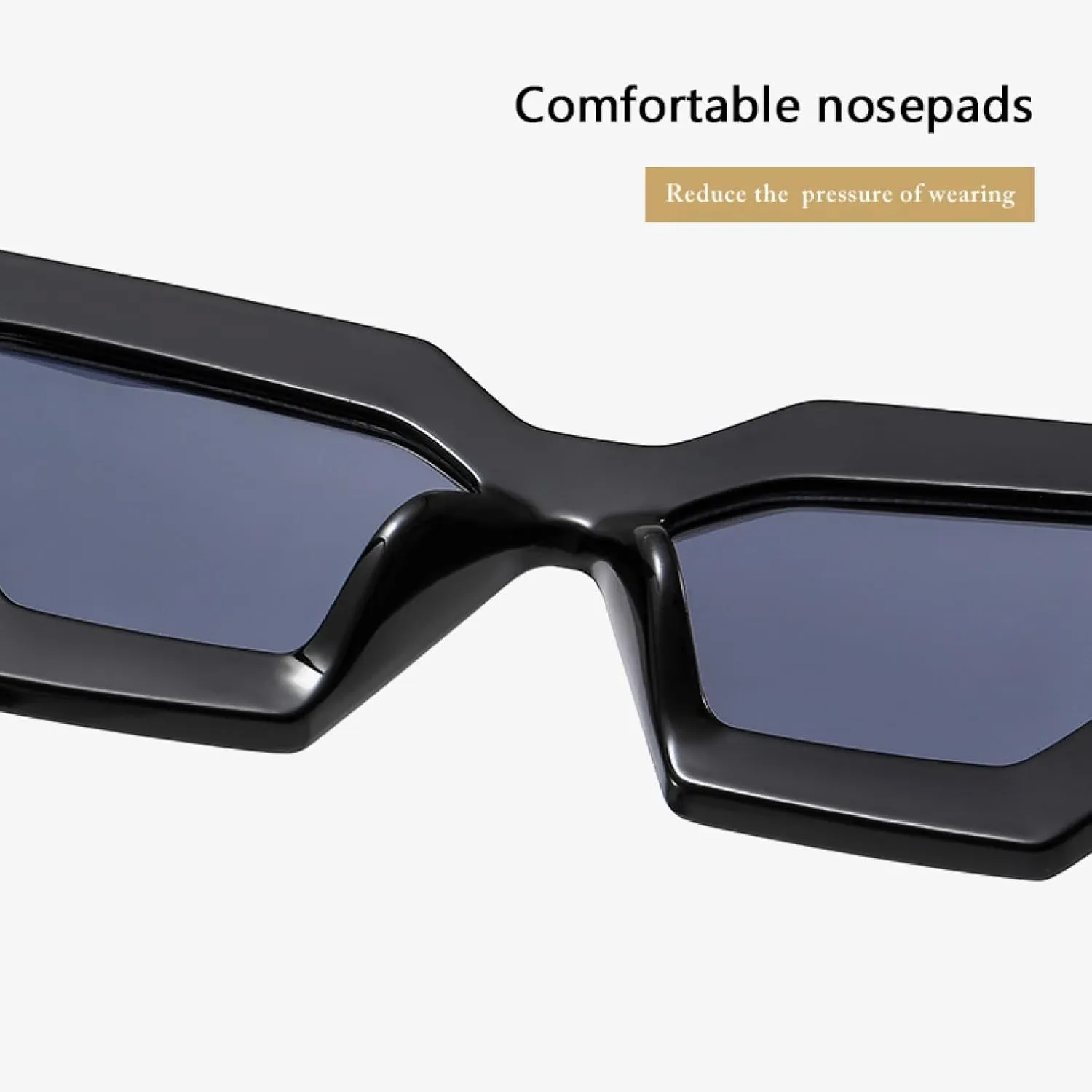 Fashion Retro Polygon Cat Eye Black Sunglasses for Women Punk Uv400