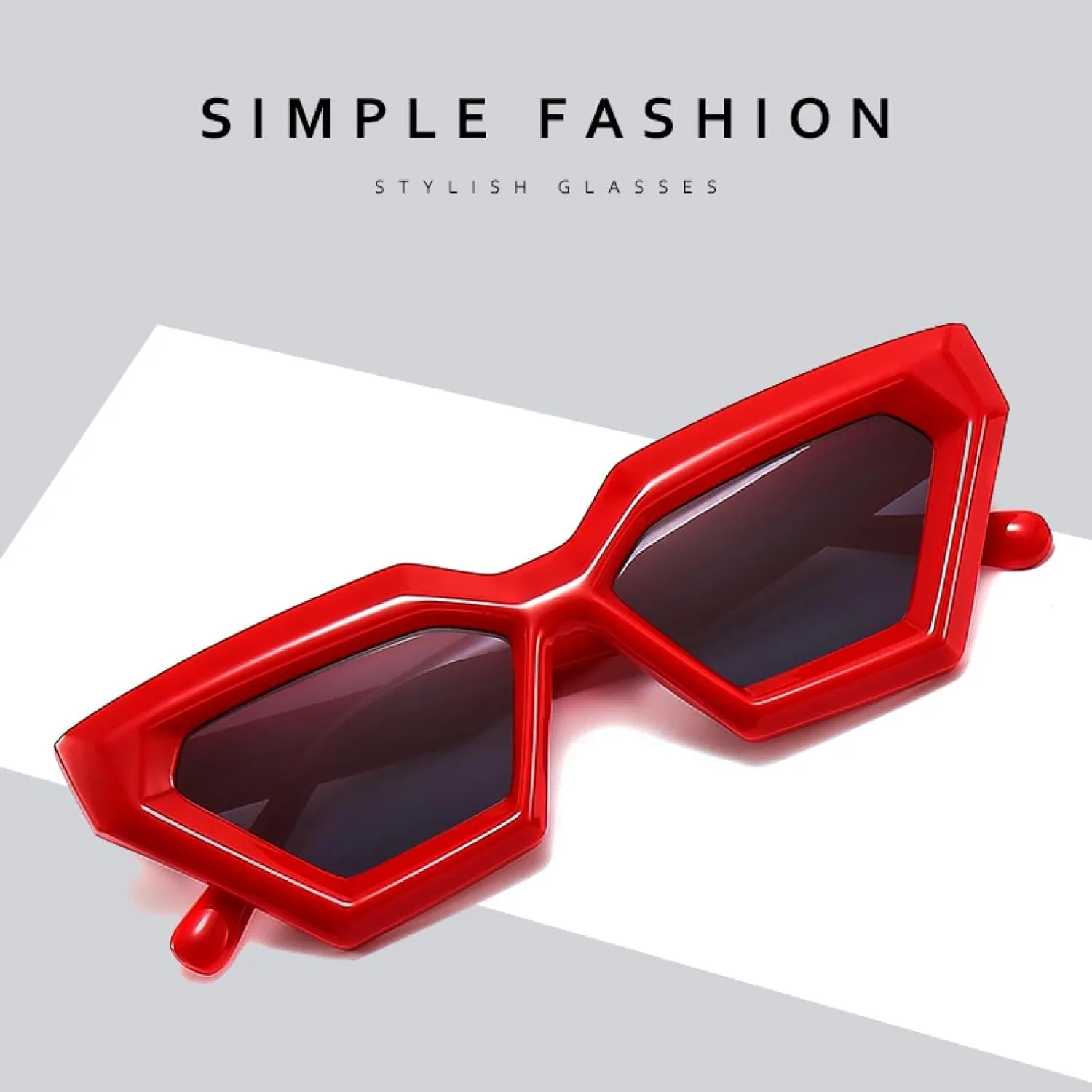 Fashion Retro Polygon Cat Eye Black Sunglasses for Women Punk Uv400