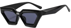 Fashion Retro Polygon Cat Eye Black Sunglasses for Women Punk Uv400