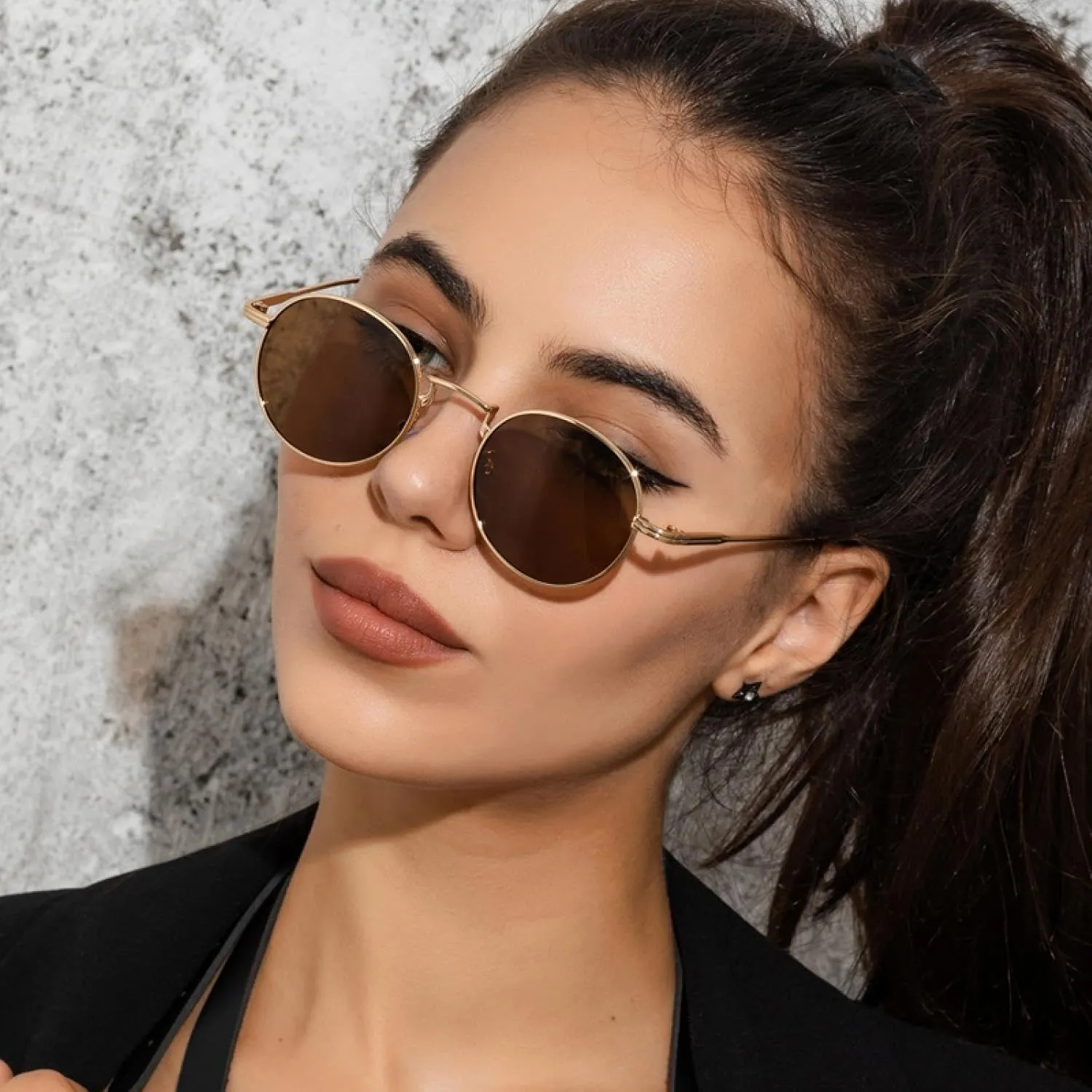 Fashion Round Vintage Sunglasses for Women Men Gradient Retro Alloy
