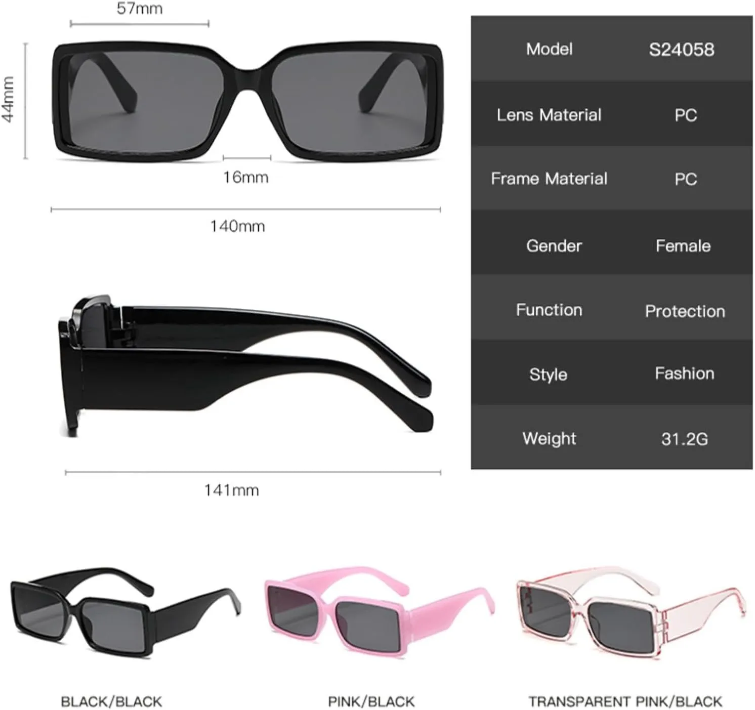 Fashion Sunglasses for Women Uv400 Vintage Rectangle Punk Men Uv400