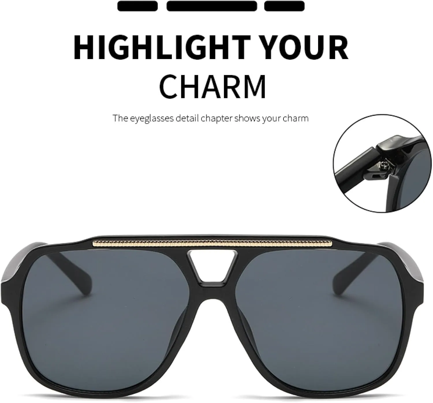 Fashion Sunglasses Retro Double Beam Ocean Sheet Sunshade Simple Casual Style