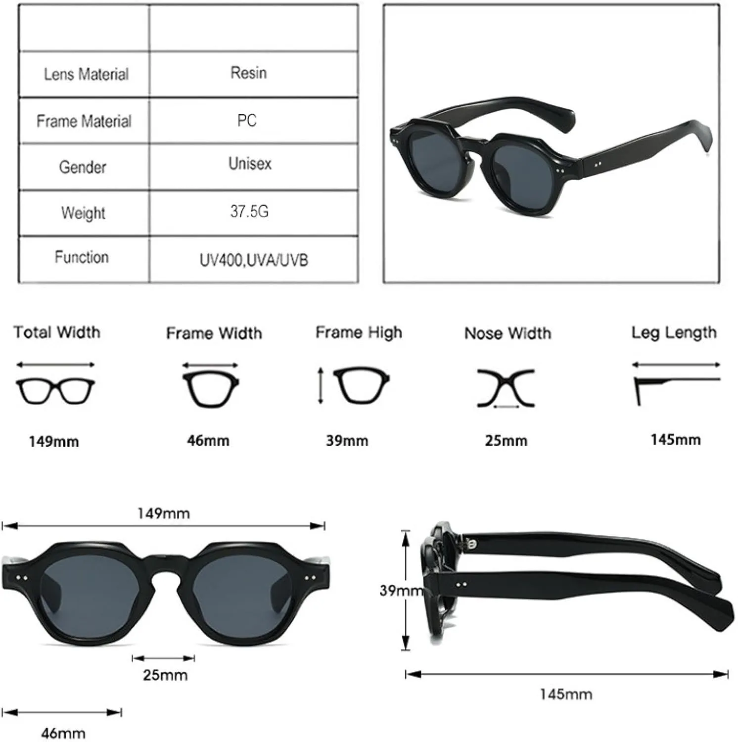 Fashion Sunglasses Women Retro Rivets Shades Uv400 Men Sun Glasses