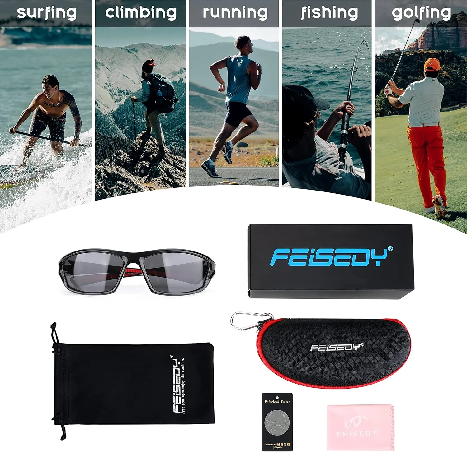 FEISEDY Classic Men Polarized Sports Sunglasses Night Driving Yellow Lenses Cycling Fishing Driving Glasses B2674