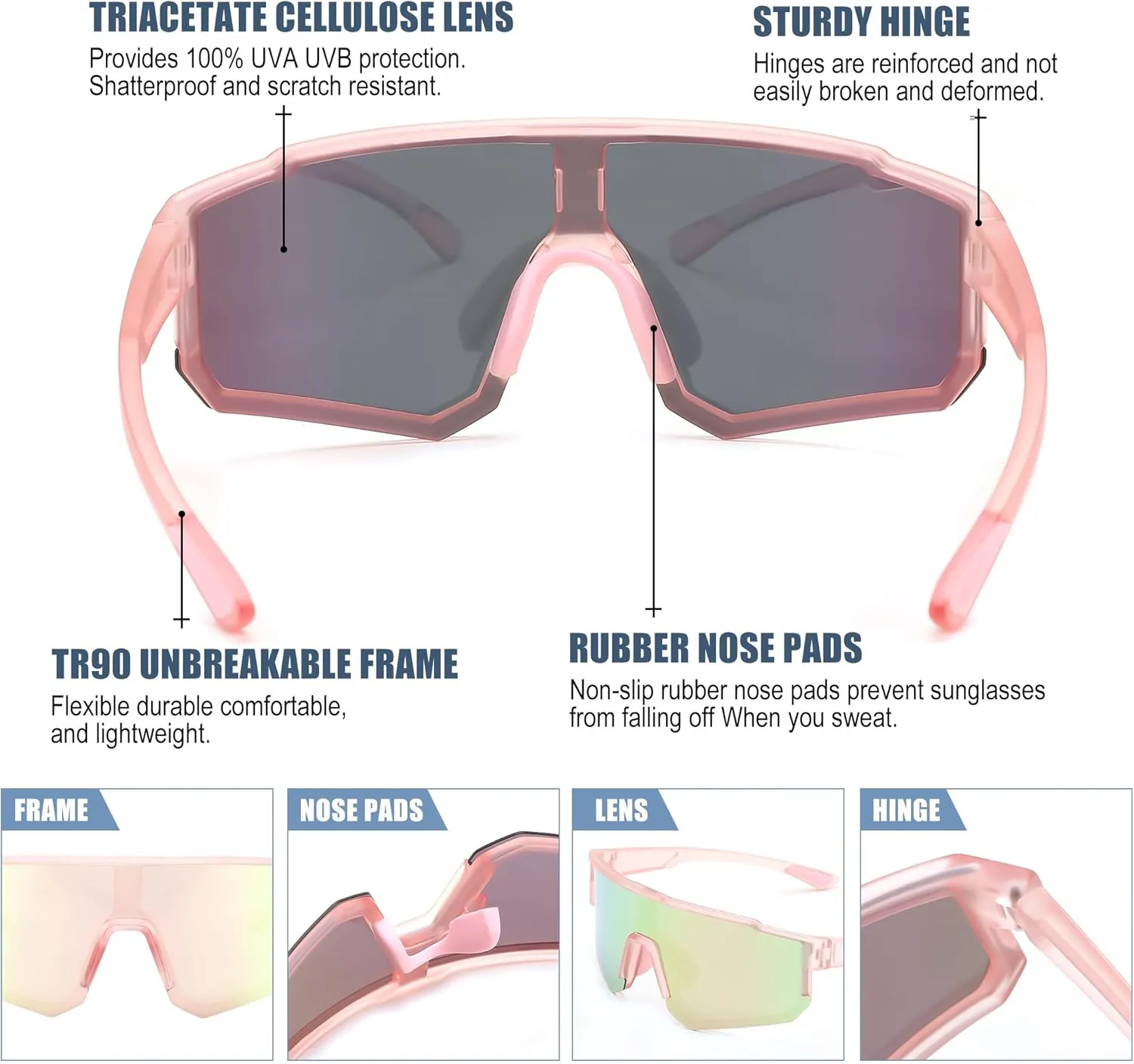 FEISEDY Kids Sunglasses Youth Baseball Polarized Sunglasses Sports Lightweight TR90 Frame Boys Girls Cycling B0213
