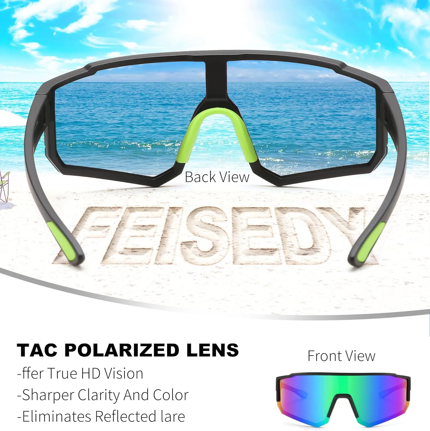 FEISEDY Kids Sunglasses Youth Baseball Polarized Sunglasses Sports Lightweight TR90 Frame Boys Girls Cycling B0213