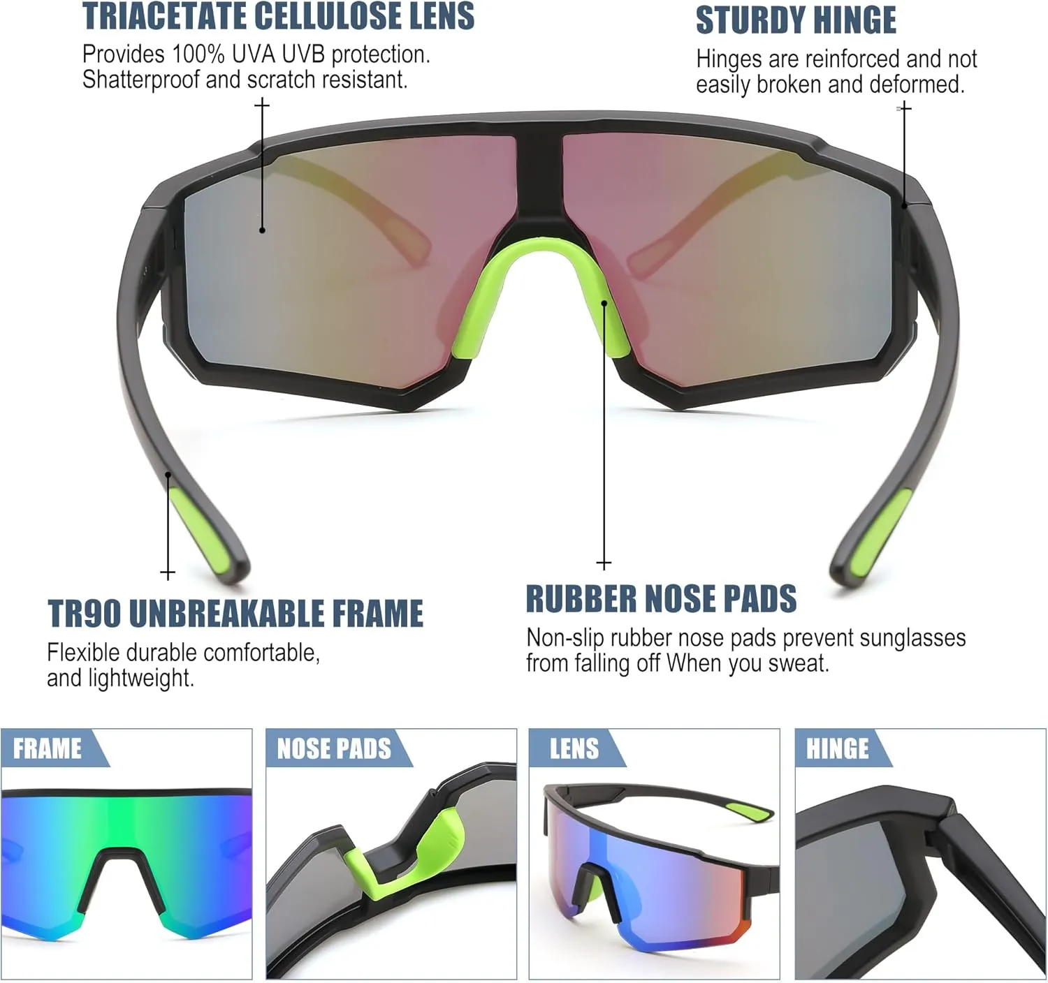 FEISEDY Kids Sunglasses Youth Baseball Polarized Sunglasses Sports Lightweight TR90 Frame Boys Girls Cycling B0213