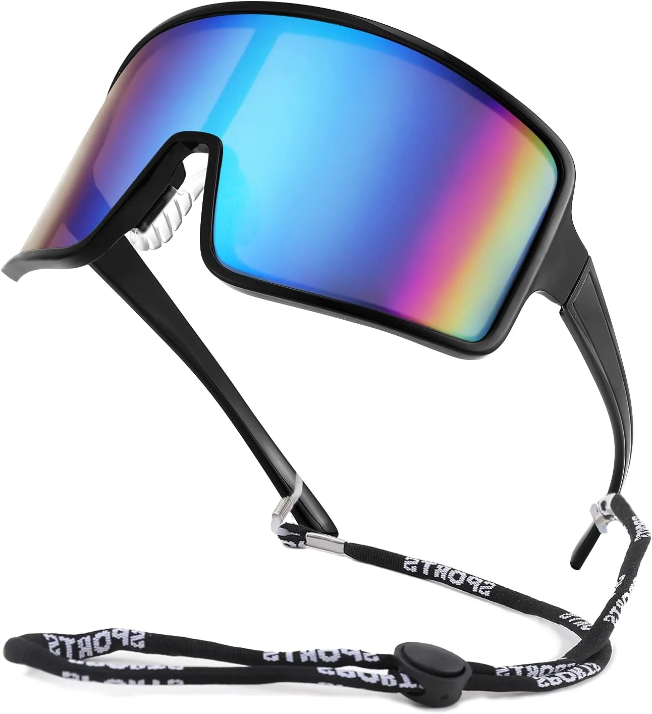 FEISEDY Large Shield Sports Sunglasses Oversized One Piece 80s Rave Glasses Beach Volleyball Cycling B4055