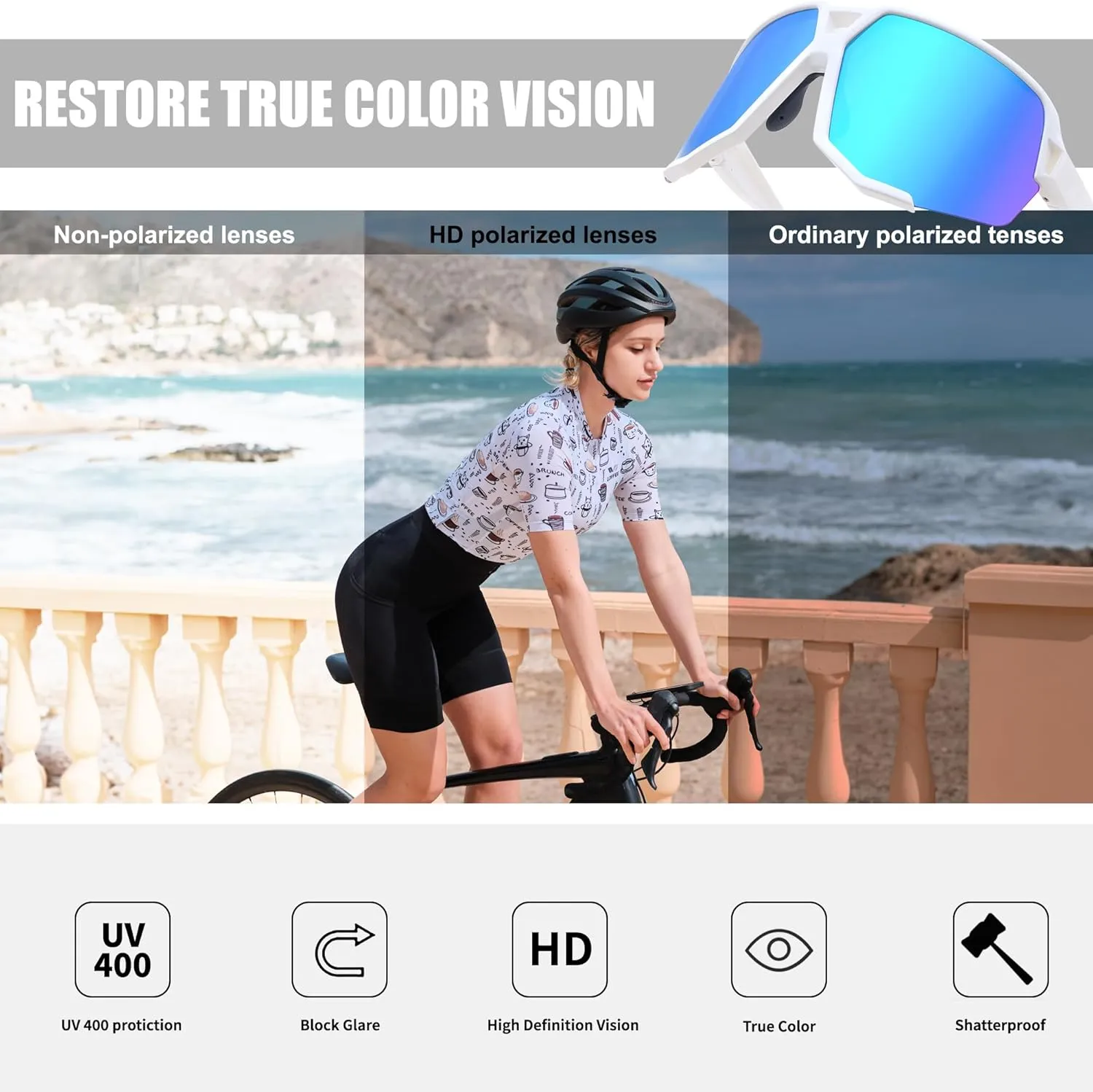 FEISEDY Polarized Cycling Glasses Sports Sunglasses for Women Men Youth, Running Hiking Baseball Glasses B0215
