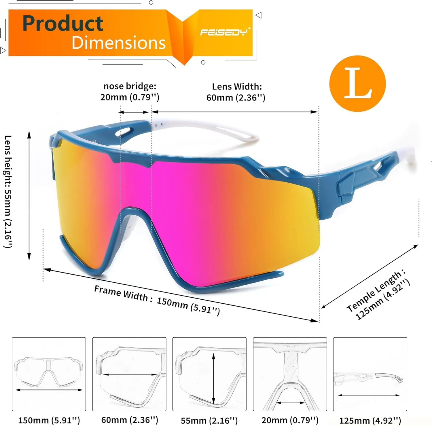 FEISEDY Polarized Sports Sunglasses for Men Women, Baseball Cycling Fishing Sunglasses UV400 Protection B0134