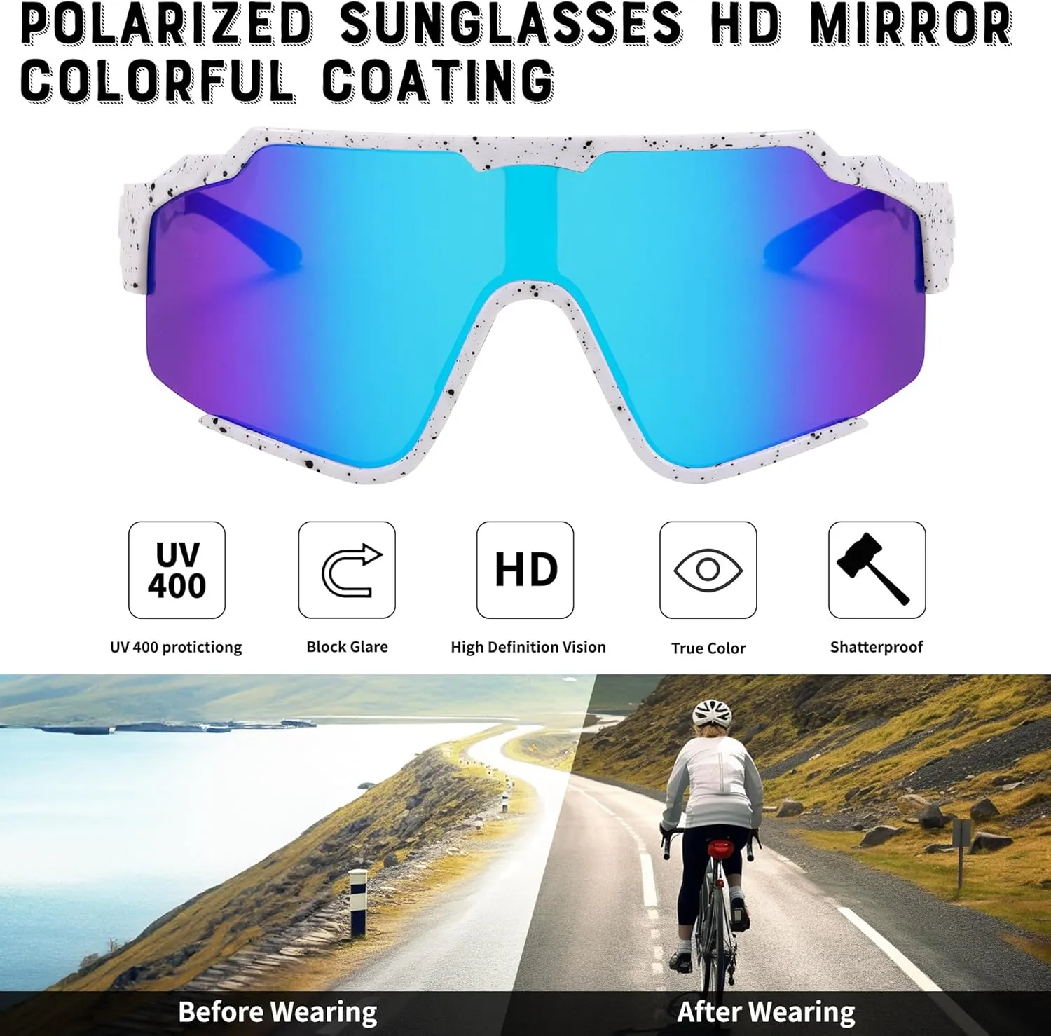 FEISEDY Polarized Sports Sunglasses for Men Women, Baseball Cycling Fishing Sunglasses UV400 Protection B0134