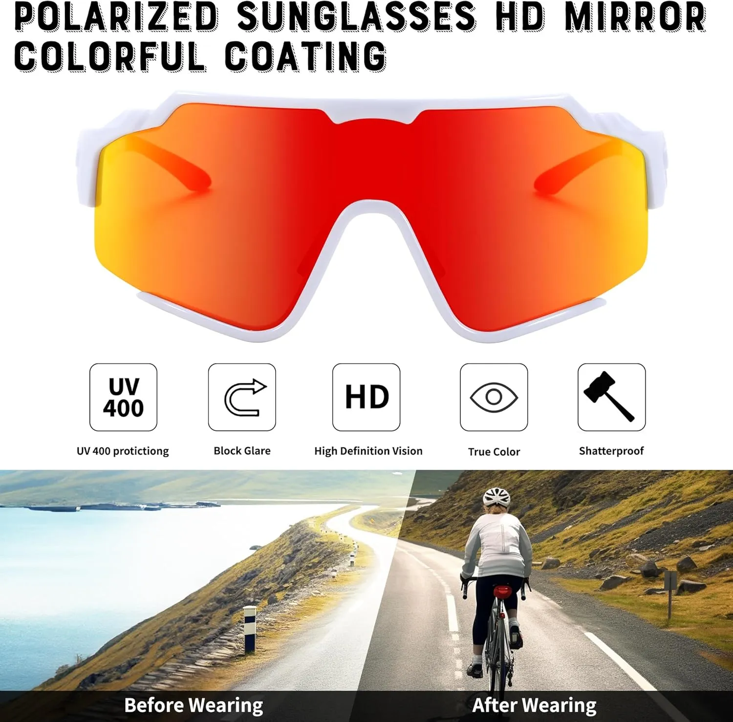 FEISEDY Polarized Sports Sunglasses for Men Women, Baseball Cycling Fishing Sunglasses UV400 Protection B0134