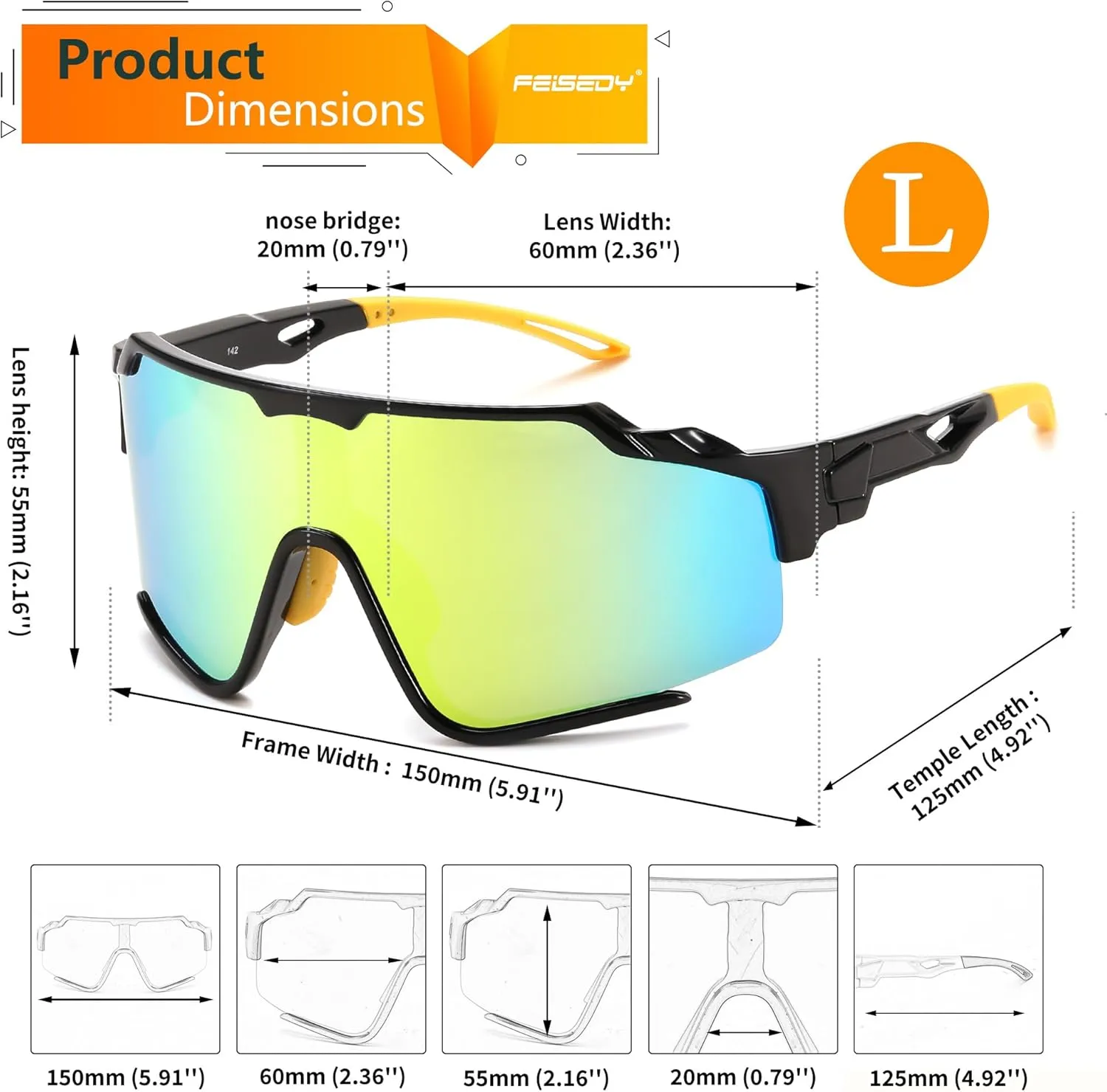 FEISEDY Polarized Sports Sunglasses for Men Women, Baseball Cycling Fishing Sunglasses UV400 Protection B0134