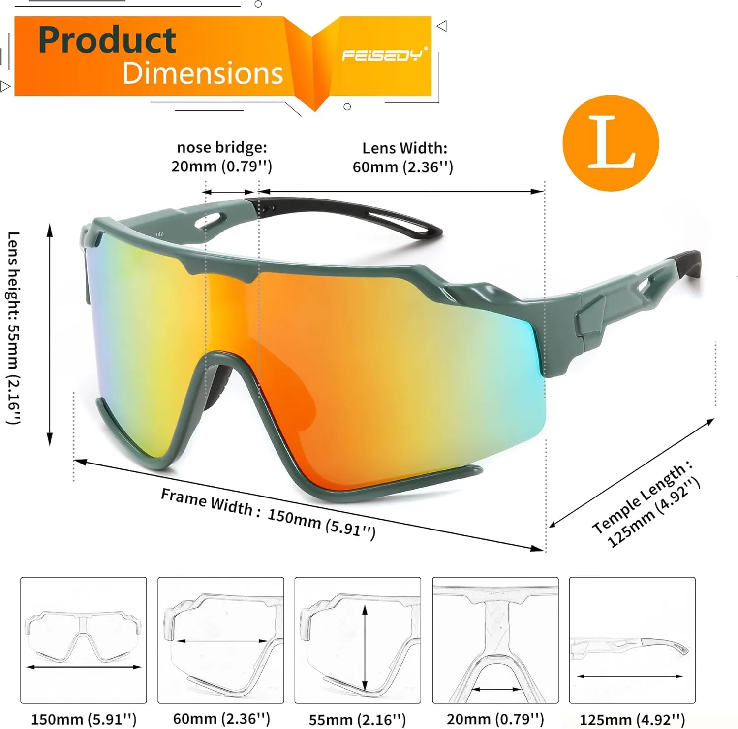 FEISEDY Polarized Sports Sunglasses for Men Women, Baseball Cycling Fishing Sunglasses UV400 Protection B0134