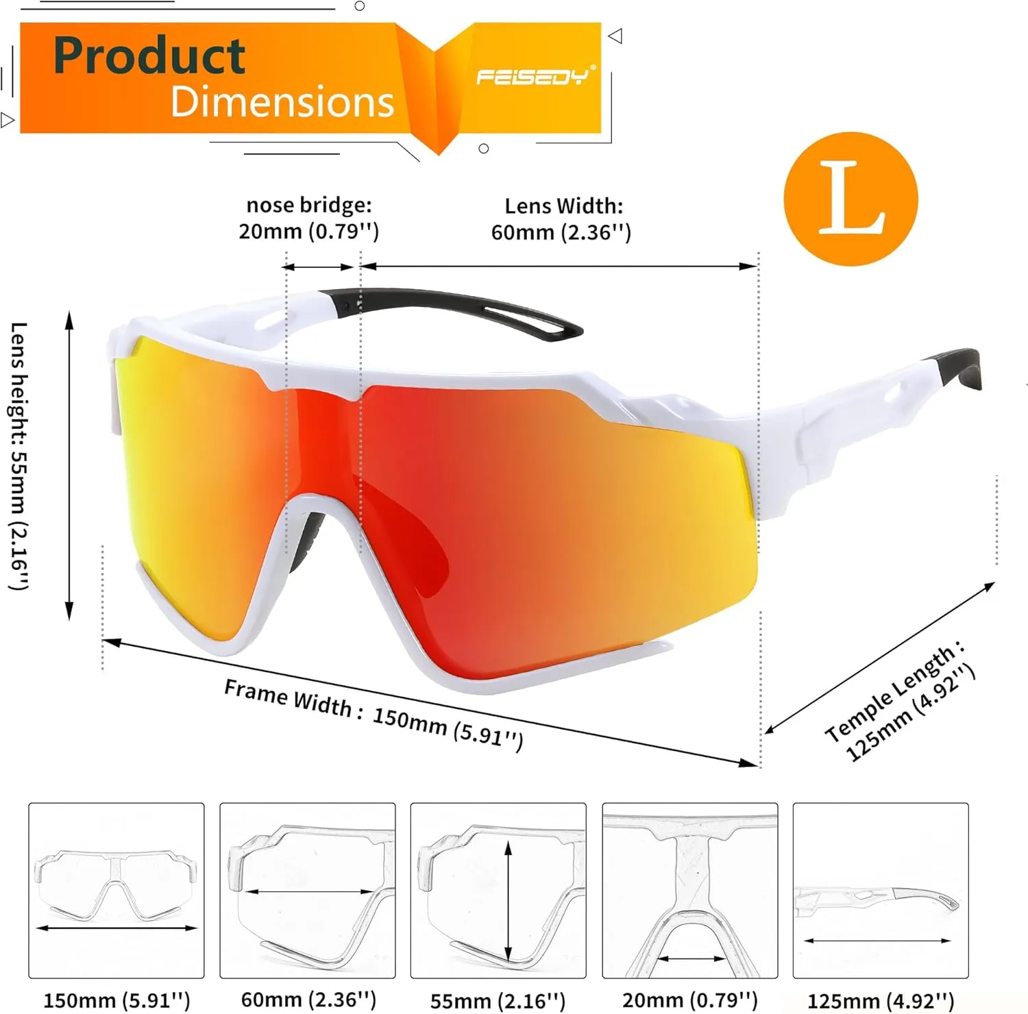 FEISEDY Polarized Sports Sunglasses for Men Women, Baseball Cycling Fishing Sunglasses UV400 Protection B0134