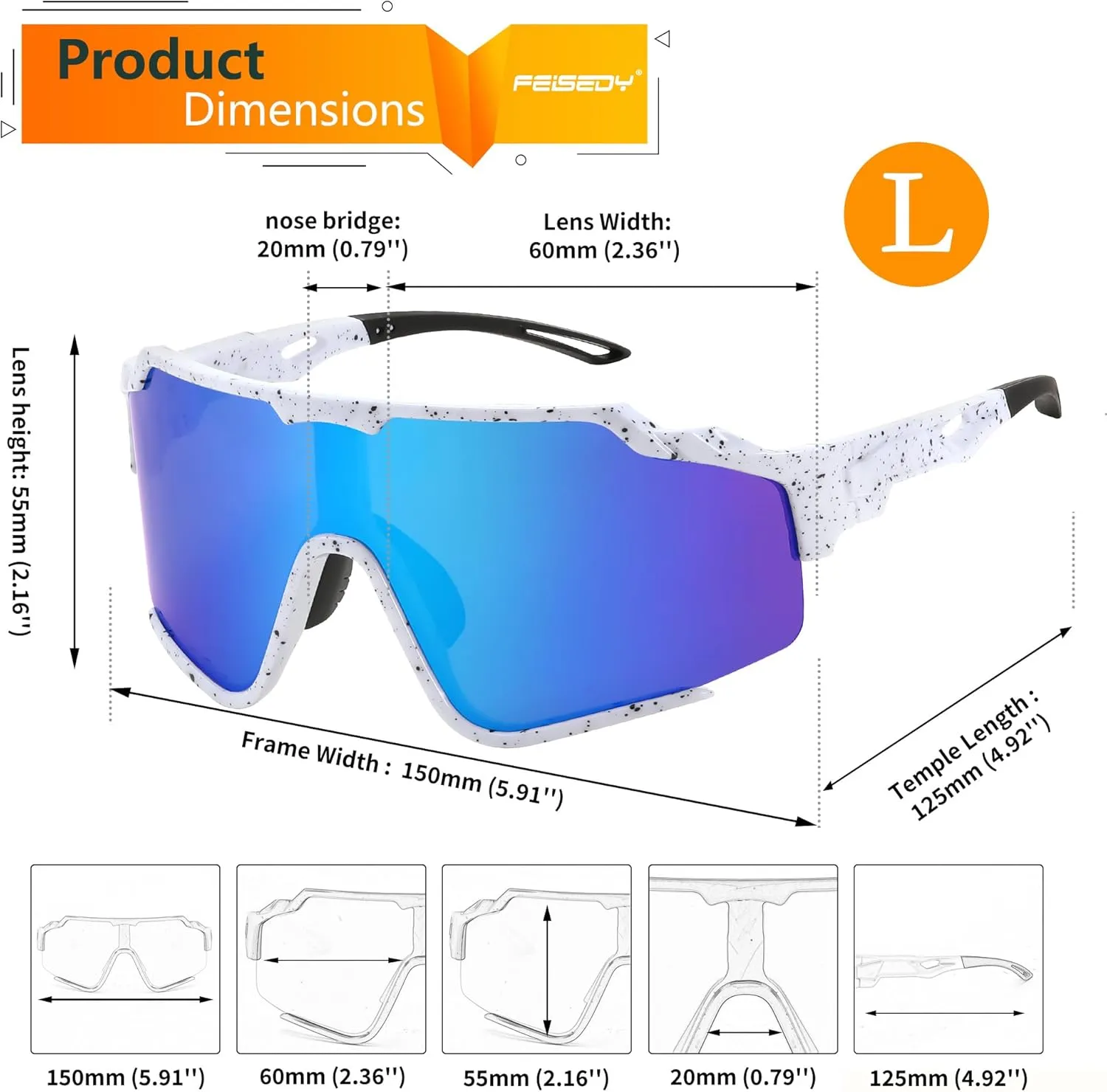 FEISEDY Polarized Sports Sunglasses for Men Women, Baseball Cycling Fishing Sunglasses UV400 Protection B0134