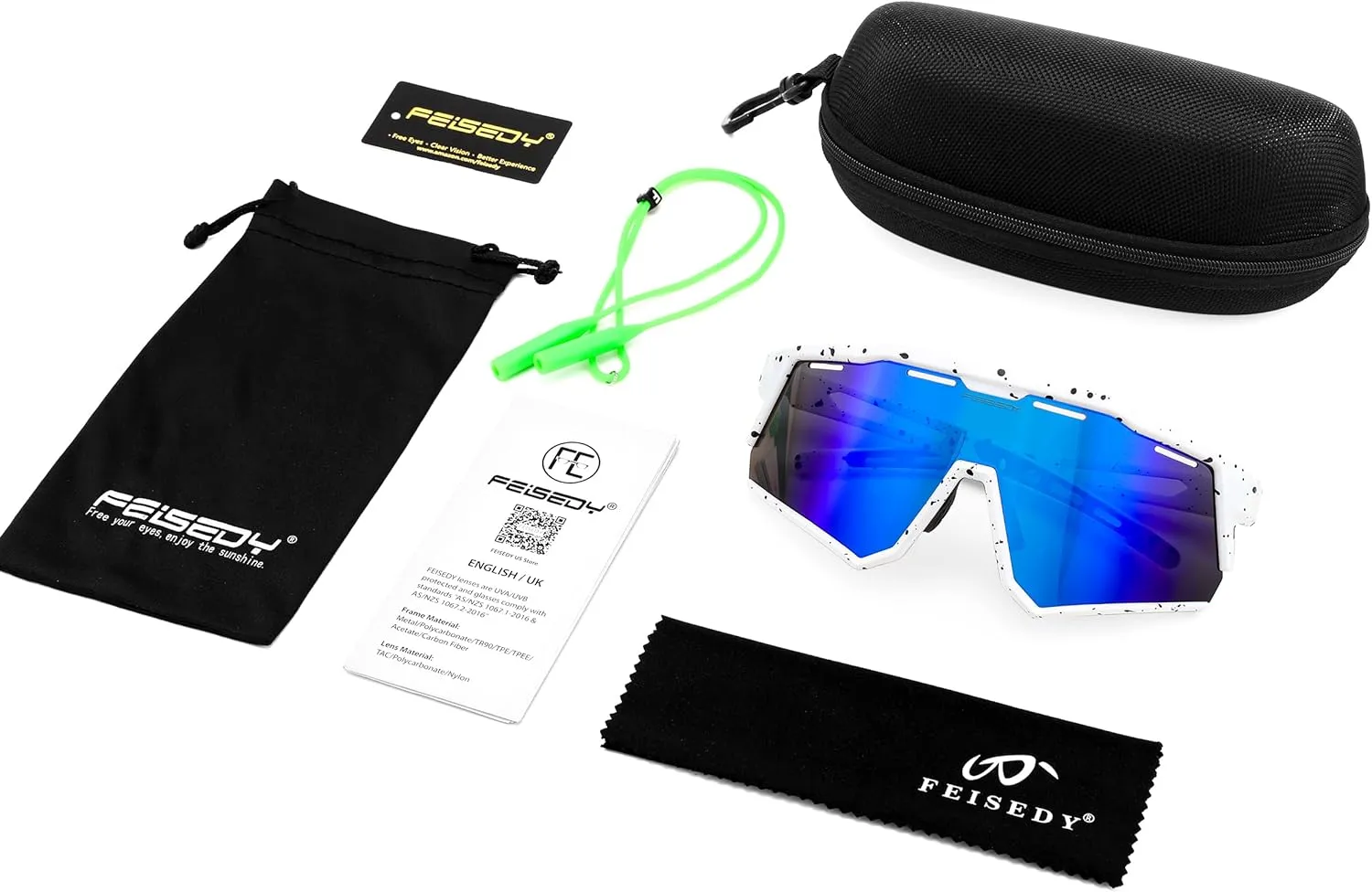 FEISEDY Polarized Sports Sunglasses for Men Women,Teens Baseball Tennis Sunglasses, TR90 Cycling Glasses B4151