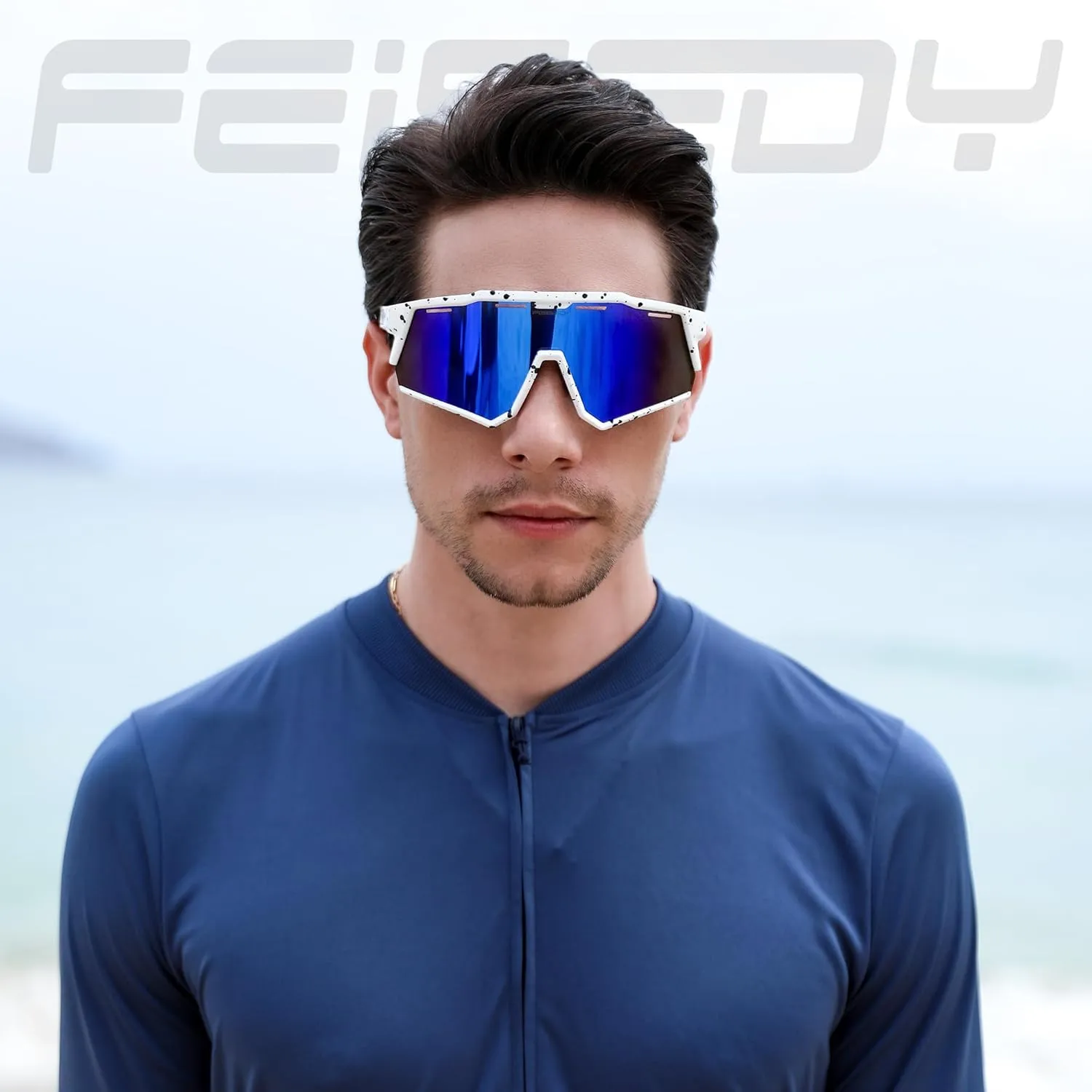 FEISEDY Polarized Sports Sunglasses for Men Women,Teens Baseball Tennis Sunglasses, TR90 Cycling Glasses B4151
