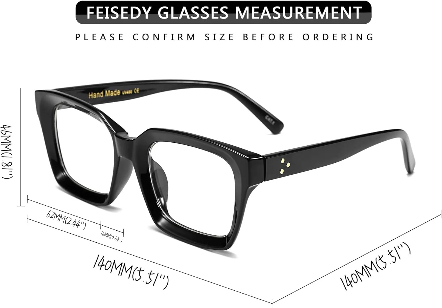 FEISEDY Retro Square Blue Light Blocking Reading Glasses Anti Glare Digital Eyestrain Reader B2479