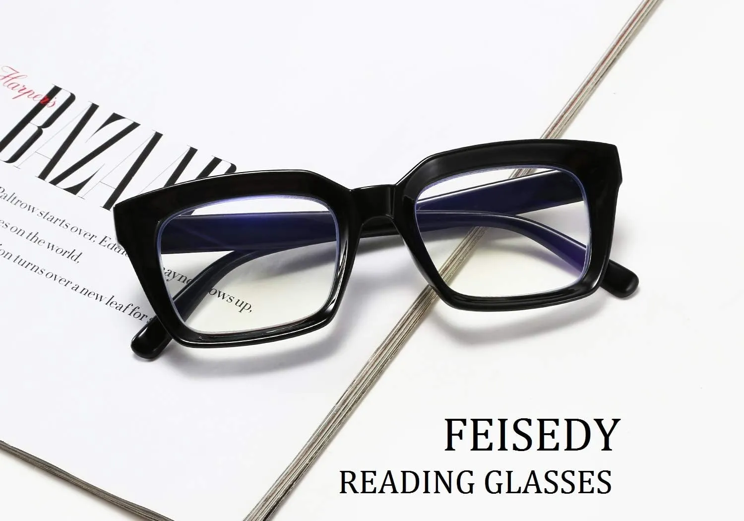 FEISEDY Retro Square Blue Light Blocking Reading Glasses Anti Glare Digital Eyestrain Reader B2479