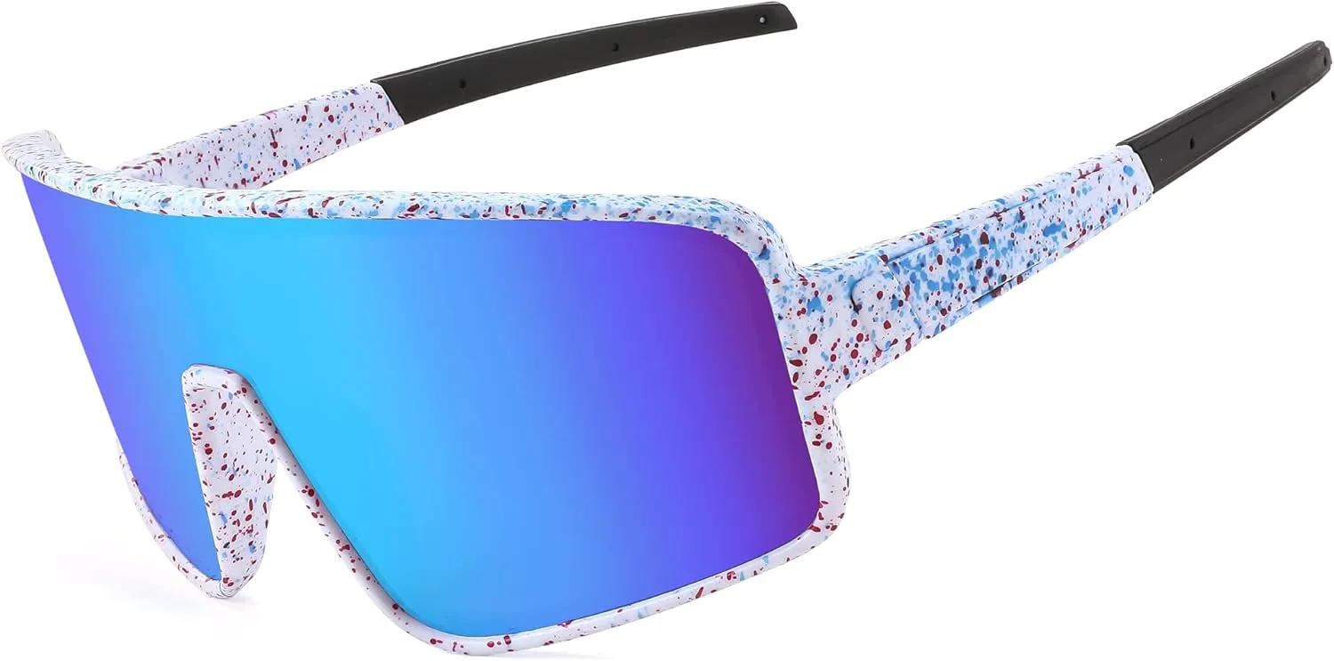 FEISEDY Sports Sunglasses, Polarized Oversized Shield for Women Men Youth, Baseball Cycling Running Outdoor Visor B2988