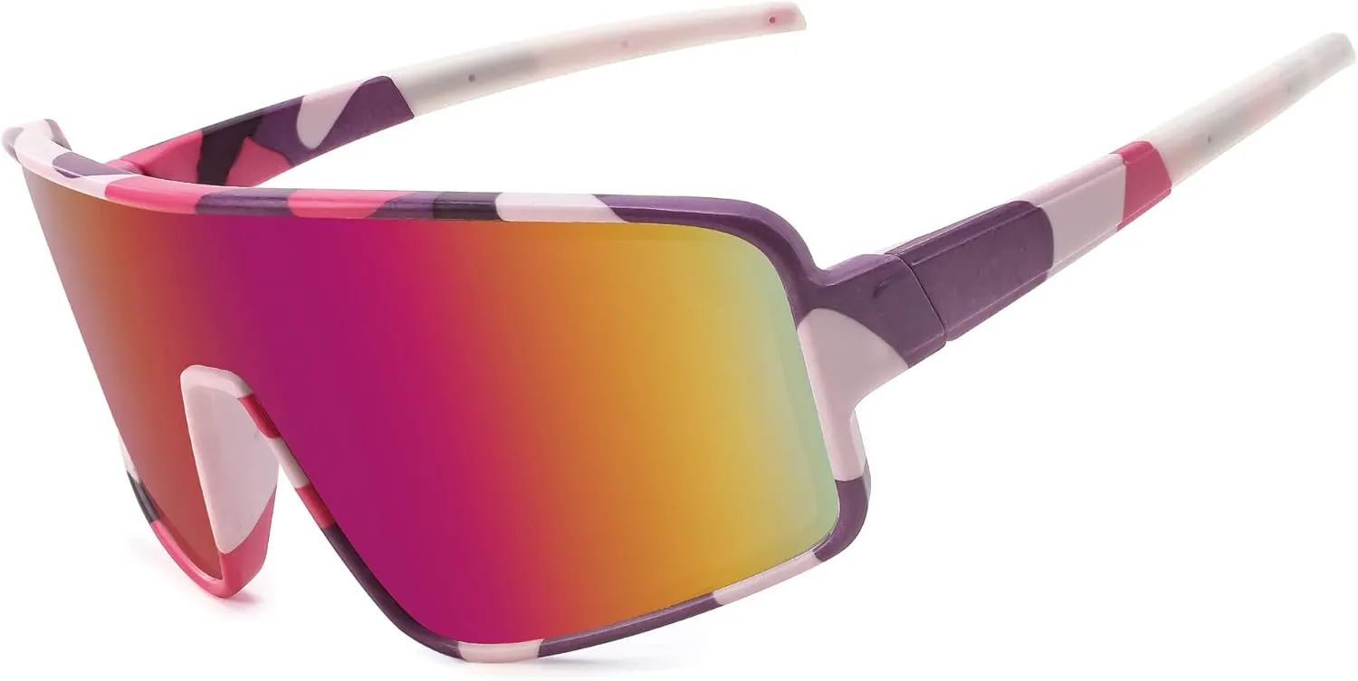FEISEDY Sports Sunglasses, Polarized Oversized Shield for Women Men Youth, Baseball Cycling Running Outdoor Visor B2988