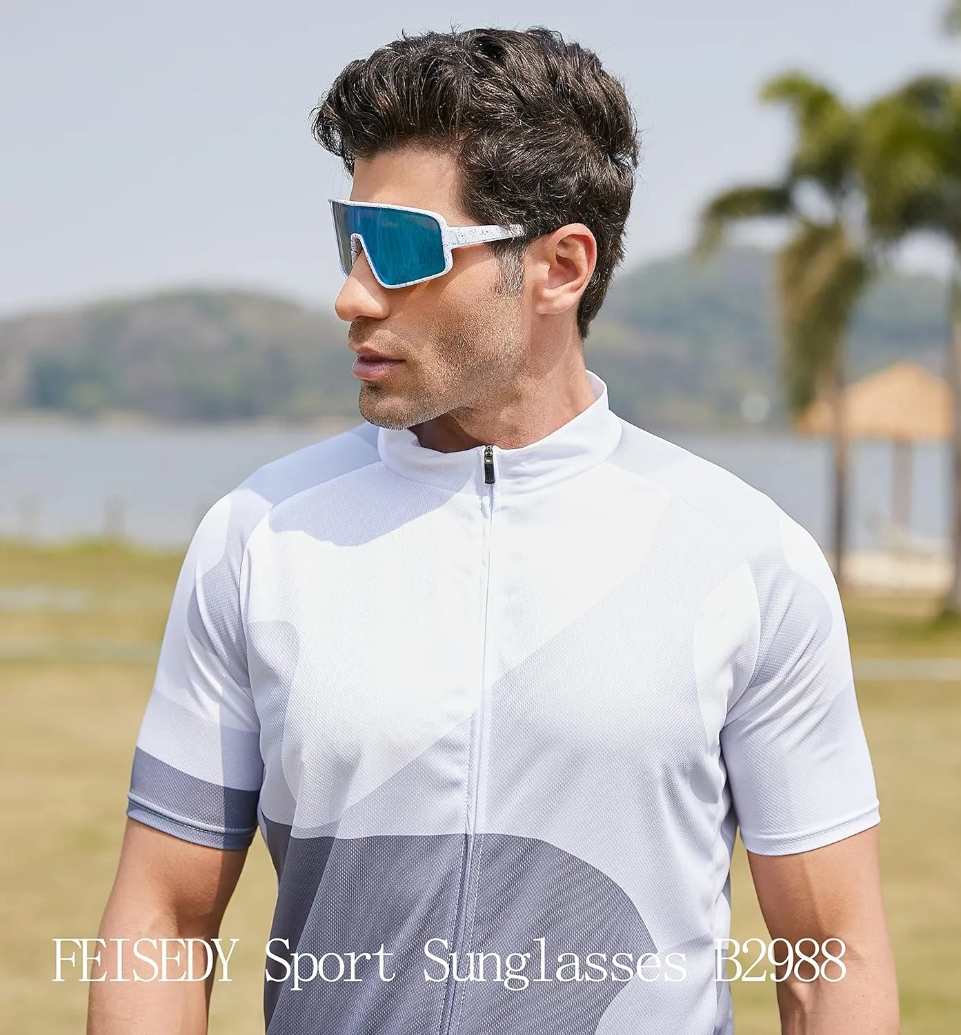 FEISEDY Sports Sunglasses, Polarized Oversized Shield for Women Men Youth, Baseball Cycling Running Outdoor Visor B2988