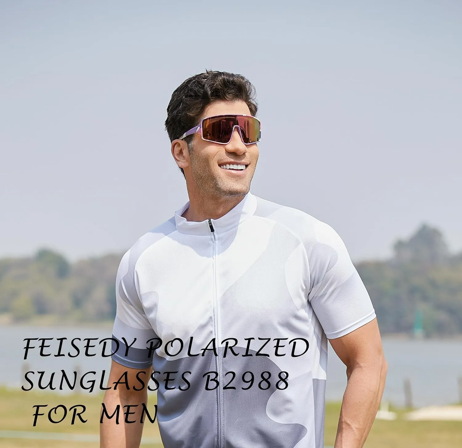 FEISEDY Sports Sunglasses, Polarized Oversized Shield for Women Men Youth, Baseball Cycling Running Outdoor Visor B2988
