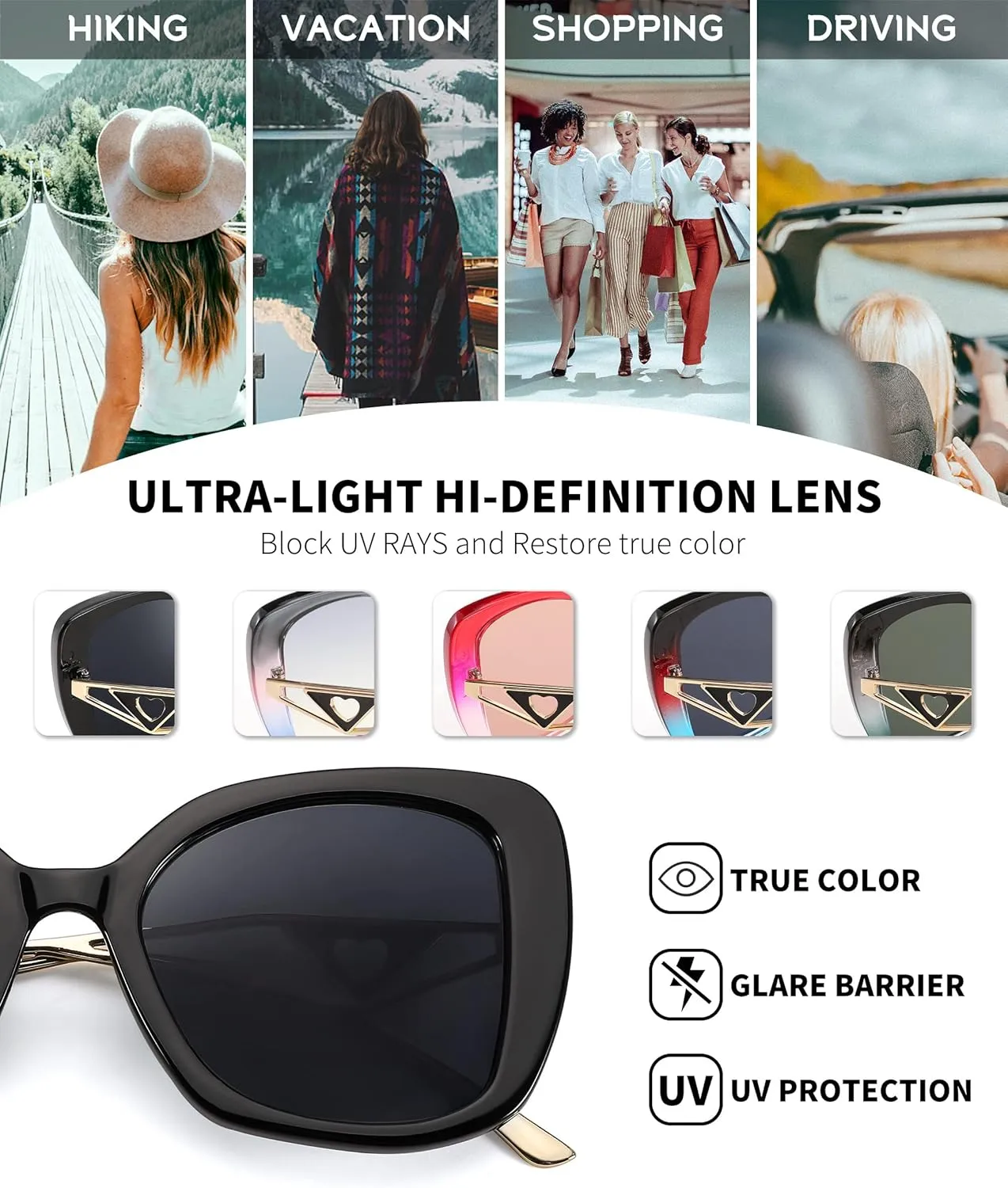 FEISEDY Square Vintage Cat Eye Fashion Sunglasses for Women B4099