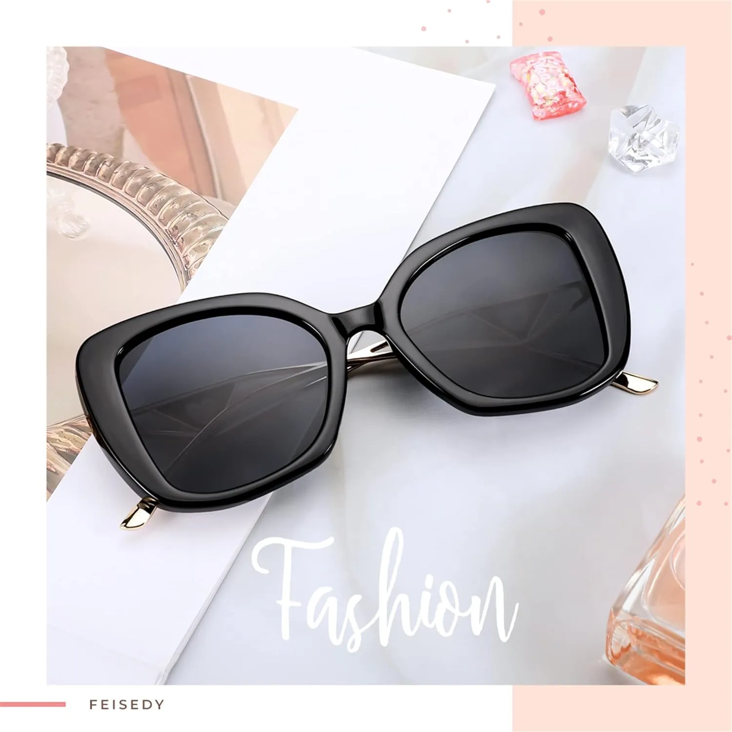 FEISEDY Square Vintage Cat Eye Fashion Sunglasses for Women B4099