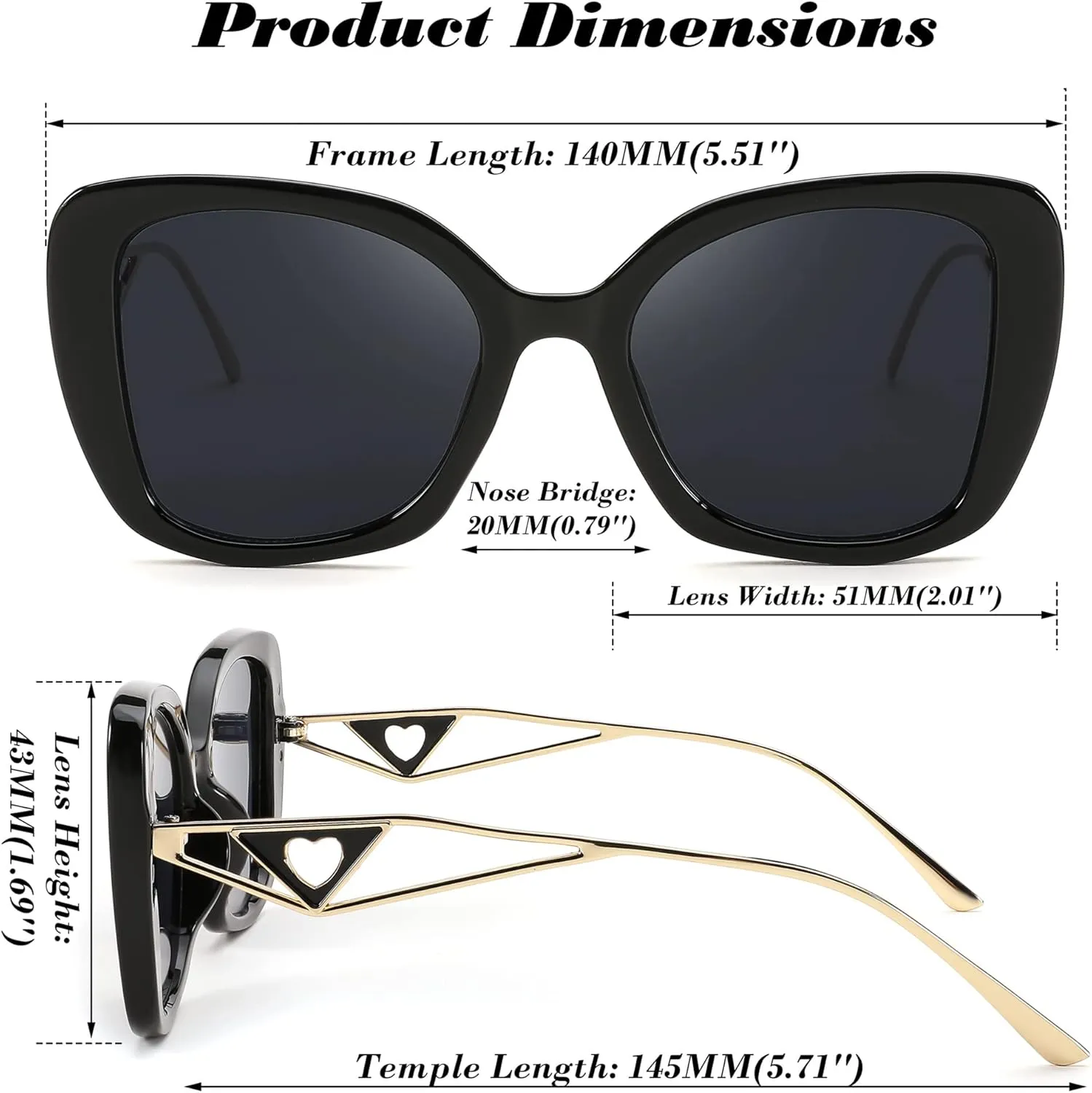 FEISEDY Square Vintage Cat Eye Fashion Sunglasses for Women B4099