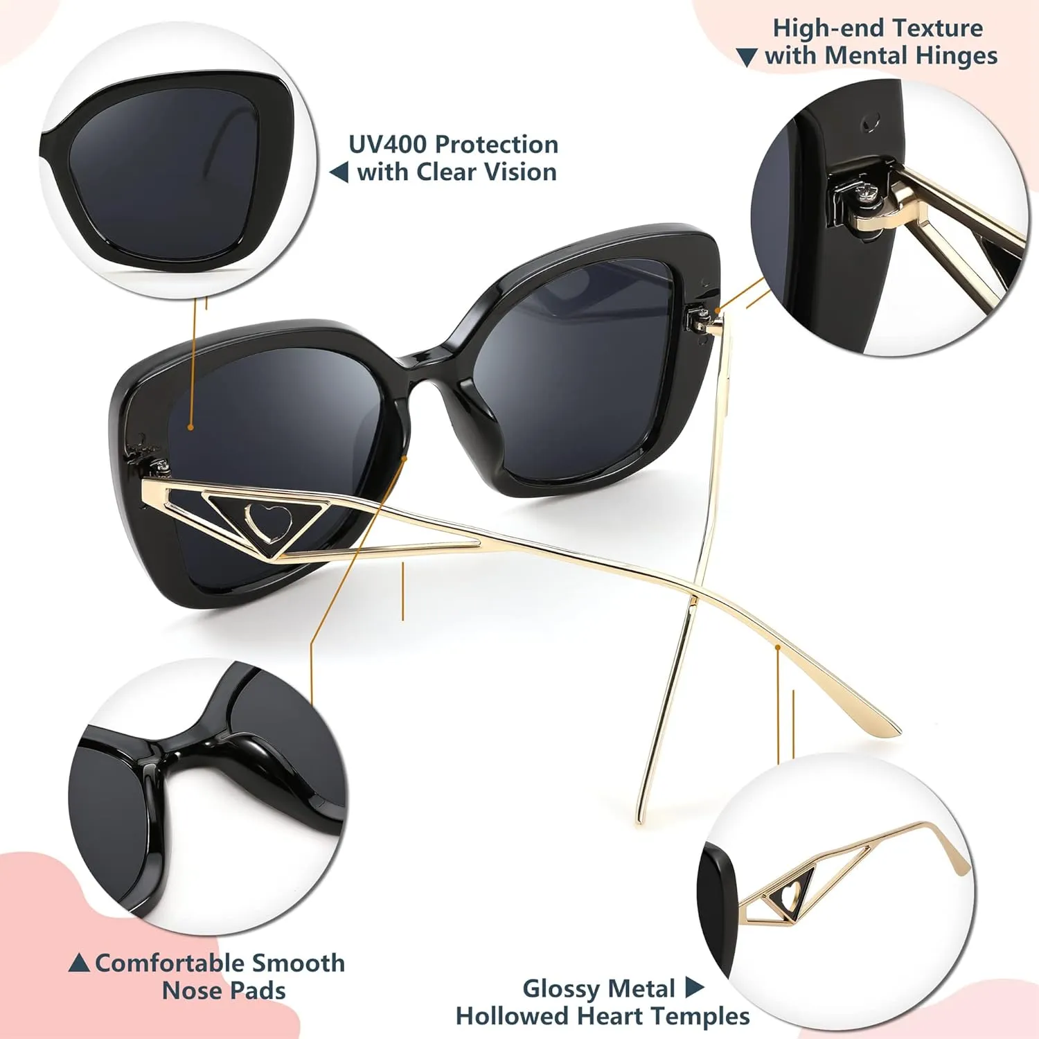 FEISEDY Square Vintage Cat Eye Fashion Sunglasses for Women B4099