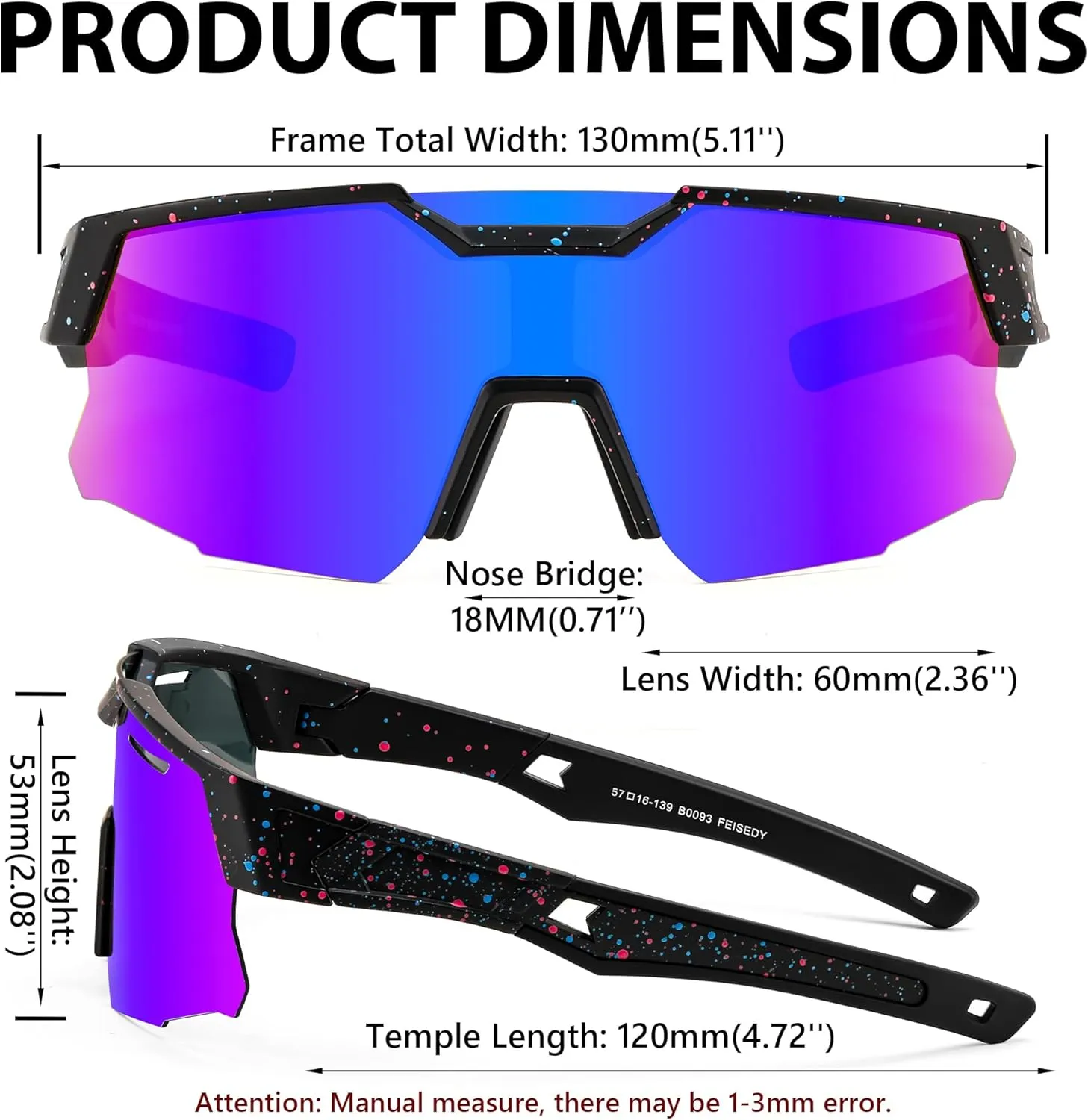 FEISEDY Teens Baseball Sunglasses Sports Cycling Glasses for Youth Polarized UV400 Boys Girls Age 8-14 B0093