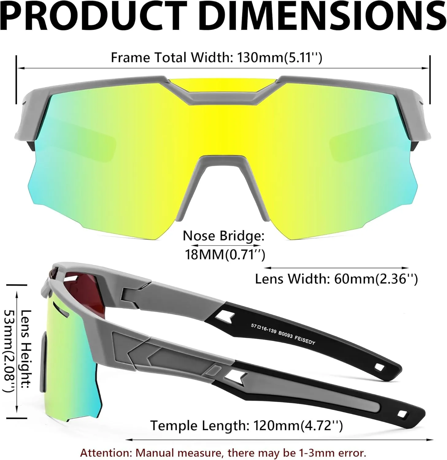 FEISEDY Teens Baseball Sunglasses Sports Cycling Glasses for Youth Polarized UV400 Boys Girls Age 8-14 B0093