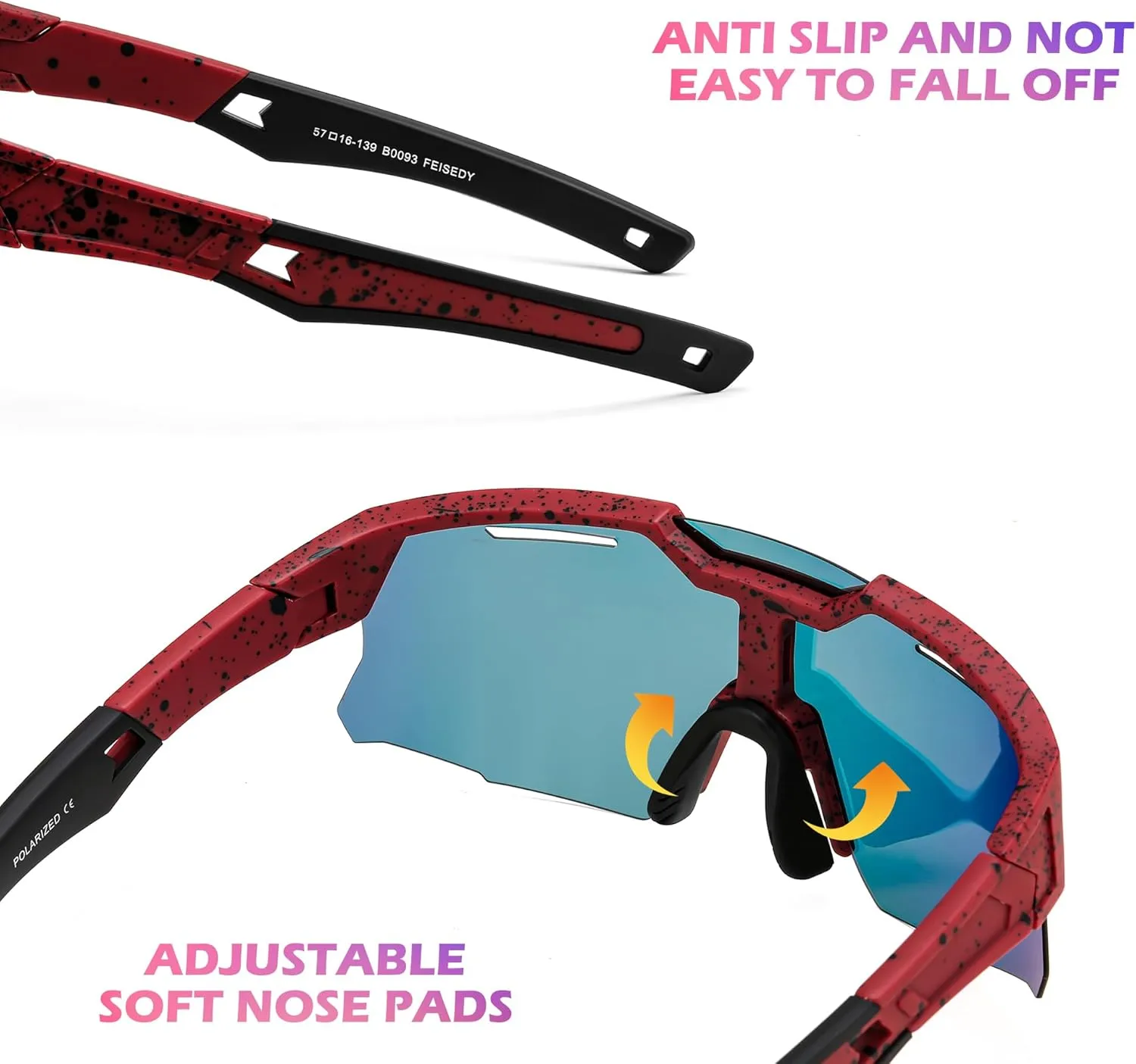 FEISEDY Teens Baseball Sunglasses Sports Cycling Glasses for Youth Polarized UV400 Boys Girls Age 8-14 B0093