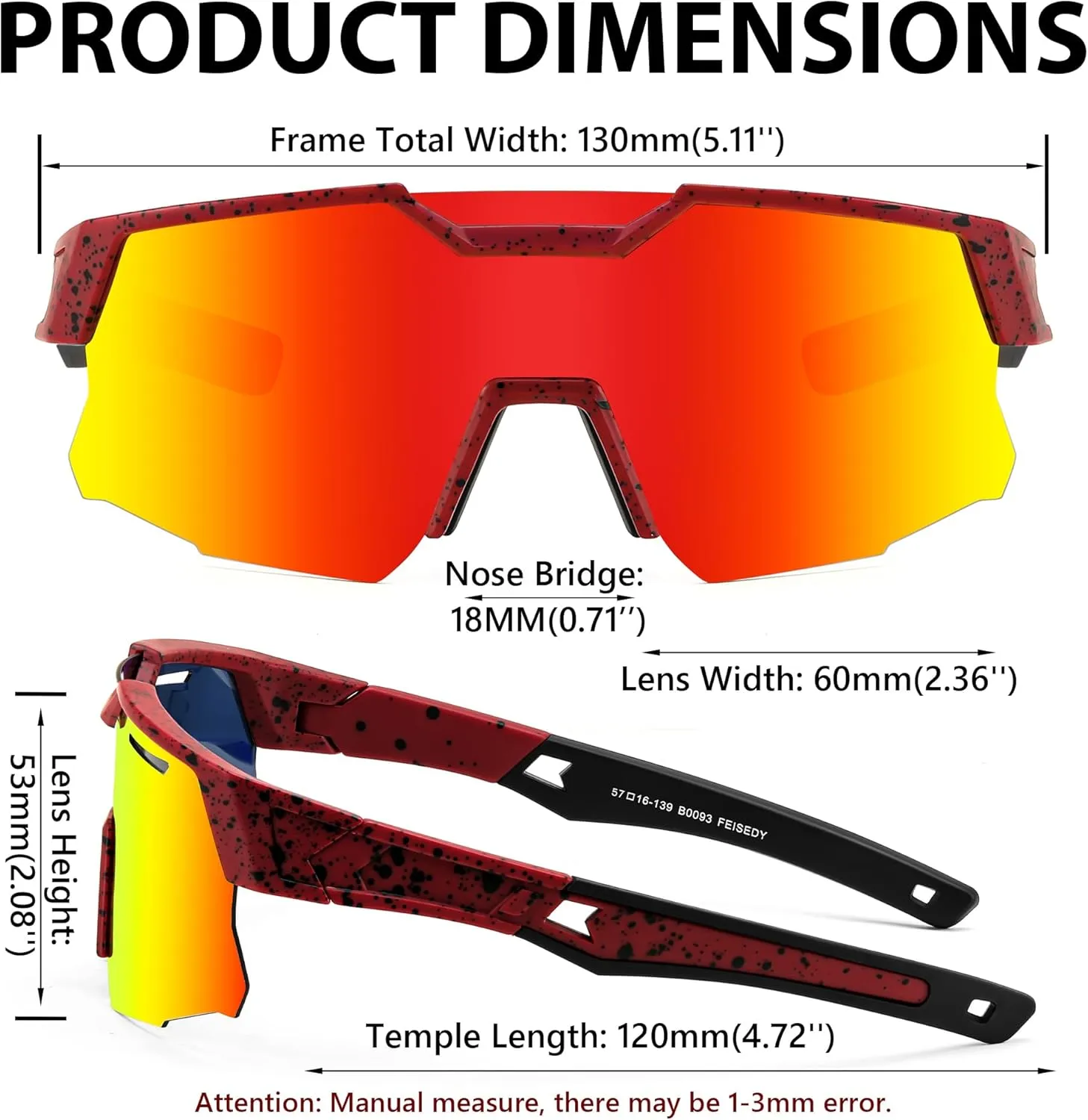 FEISEDY Teens Baseball Sunglasses Sports Cycling Glasses for Youth Polarized UV400 Boys Girls Age 8-14 B0093
