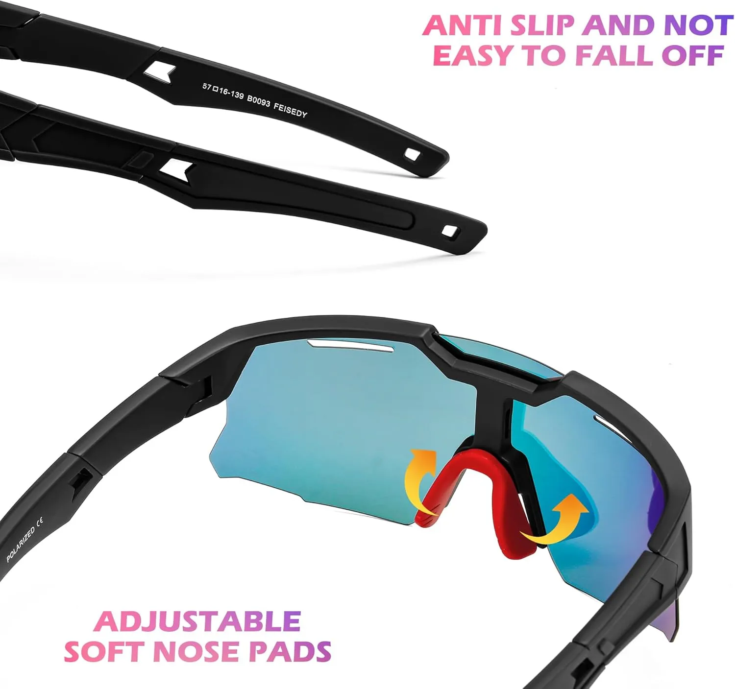 FEISEDY Teens Baseball Sunglasses Sports Cycling Glasses for Youth Polarized UV400 Boys Girls Age 8-14 B0093
