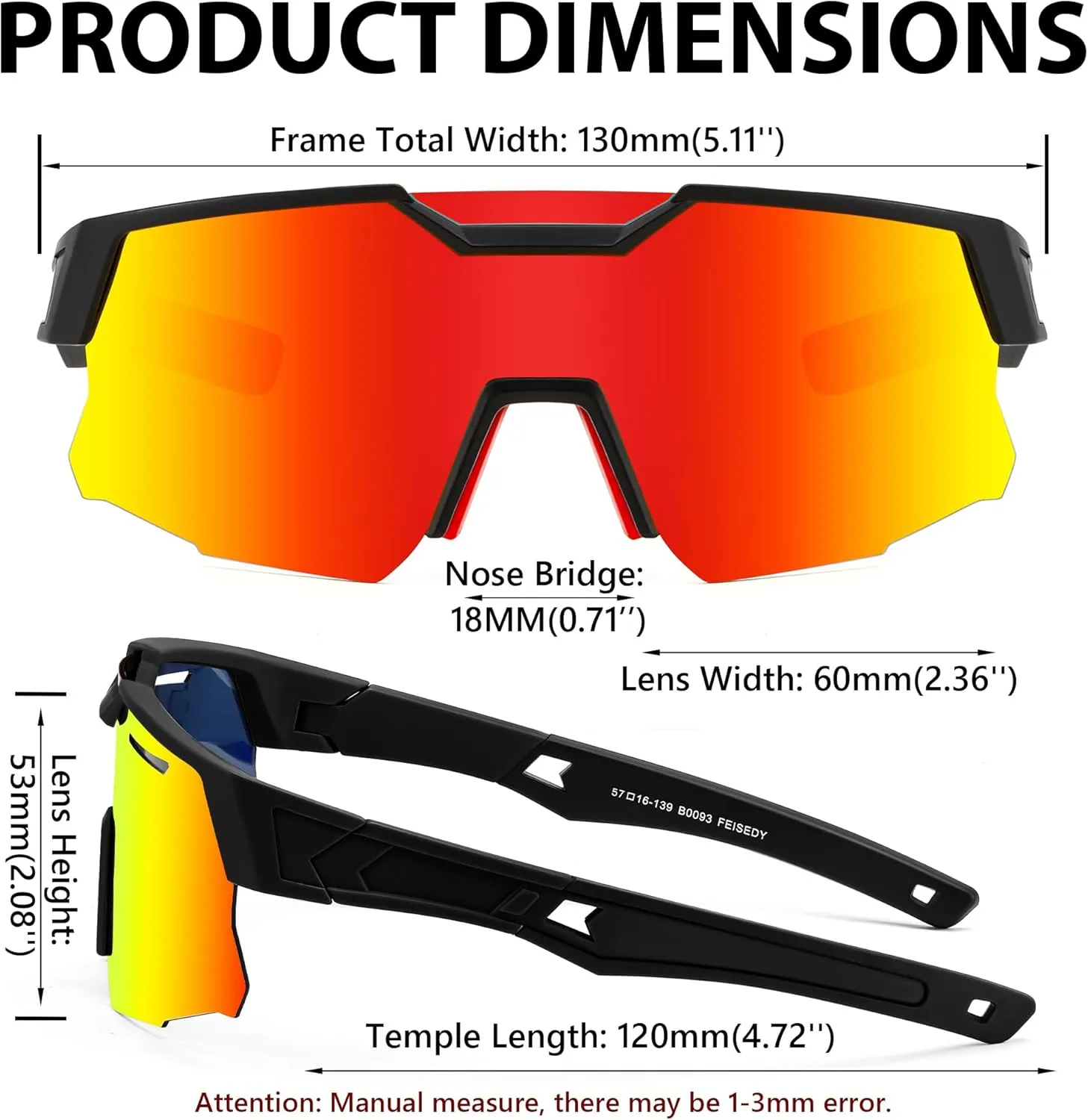 FEISEDY Teens Baseball Sunglasses Sports Cycling Glasses for Youth Polarized UV400 Boys Girls Age 8-14 B0093