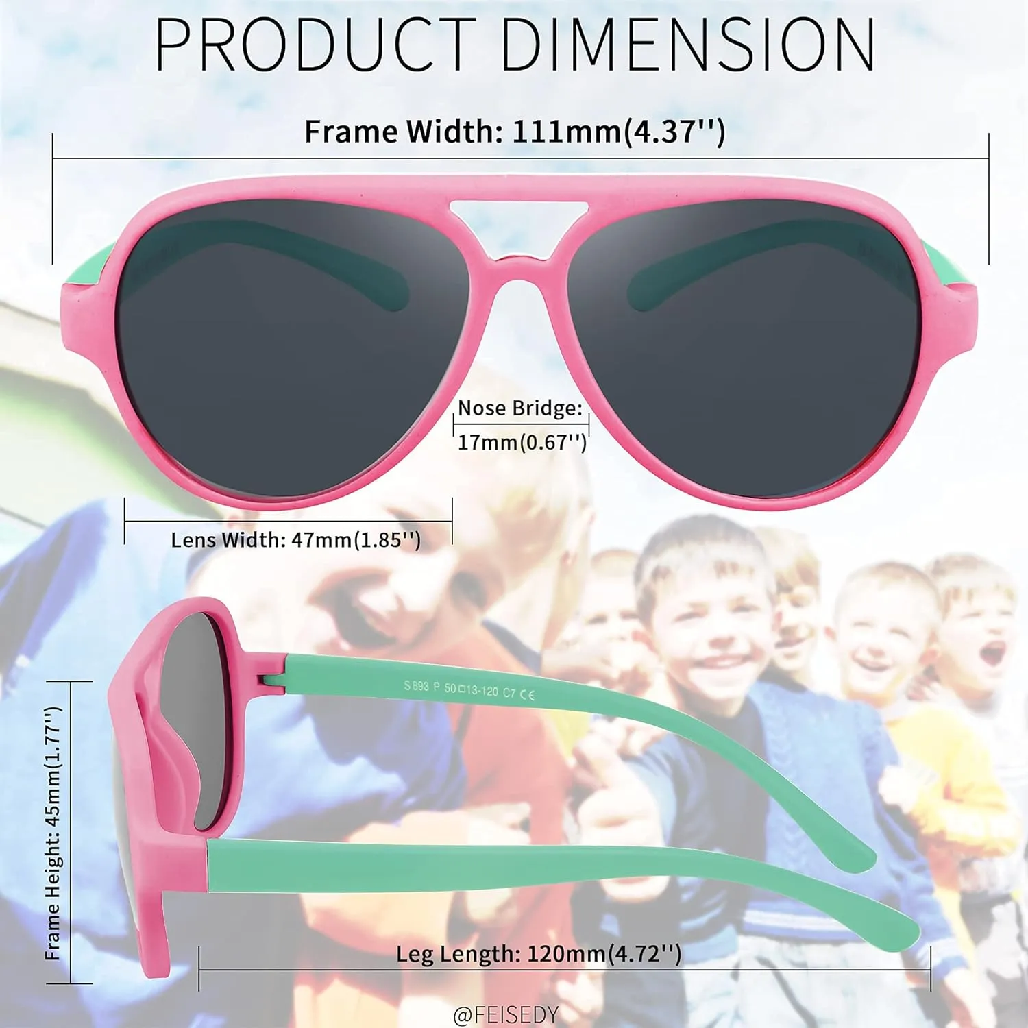 FEISEDY Toddler Aviator Polarized Sunglasses Flexible Frame Cute Baby Boys Girls Age 0-6 Rubber Outdoor B2789