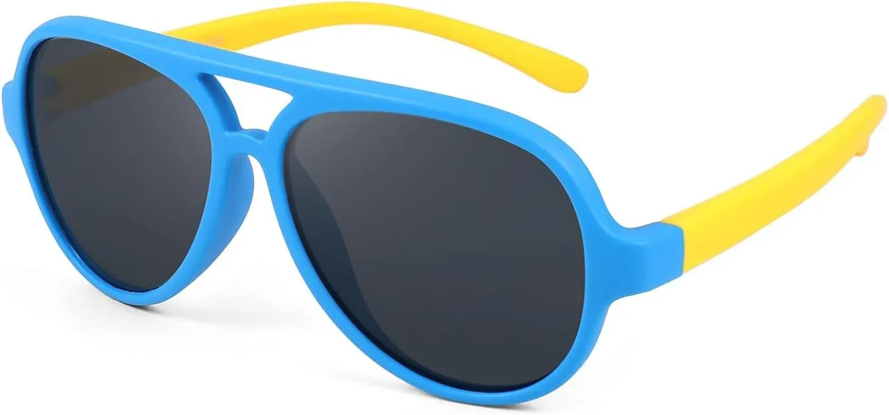 FEISEDY Toddler Aviator Polarized Sunglasses Flexible Frame Cute Baby Boys Girls Age 0-6 Rubber Outdoor B2789