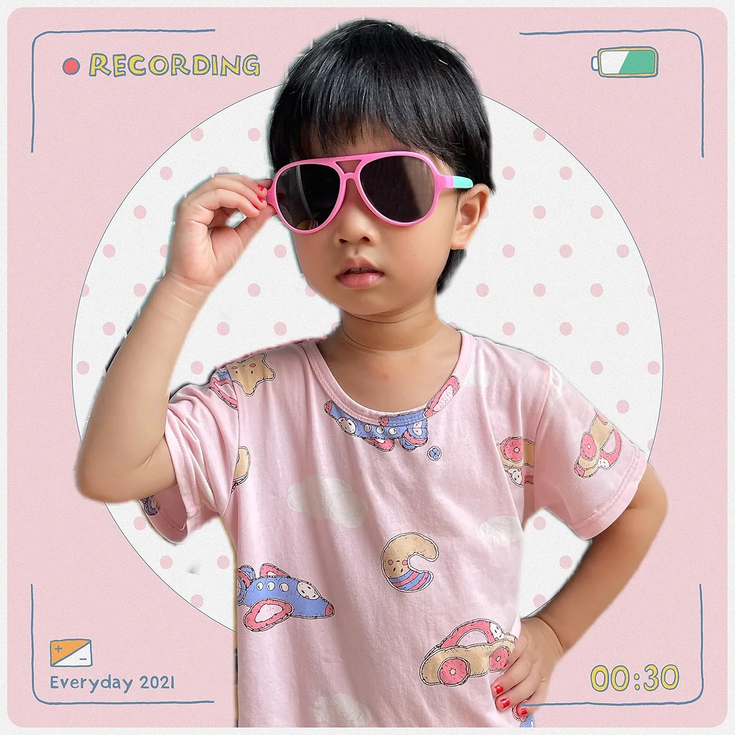 FEISEDY Toddler Aviator Polarized Sunglasses Flexible Frame Cute Baby Boys Girls Age 0-6 Rubber Outdoor B2789