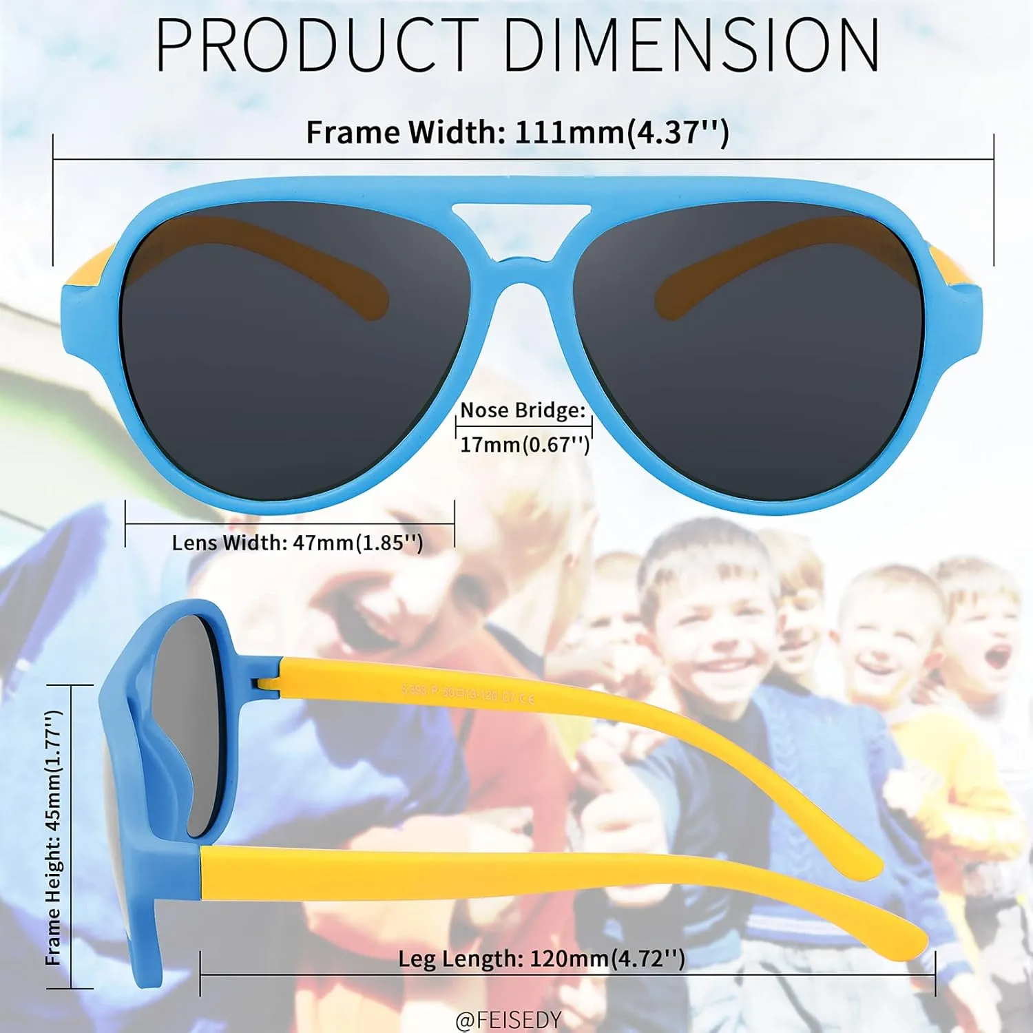 FEISEDY Toddler Aviator Polarized Sunglasses Flexible Frame Cute Baby Boys Girls Age 0-6 Rubber Outdoor B2789