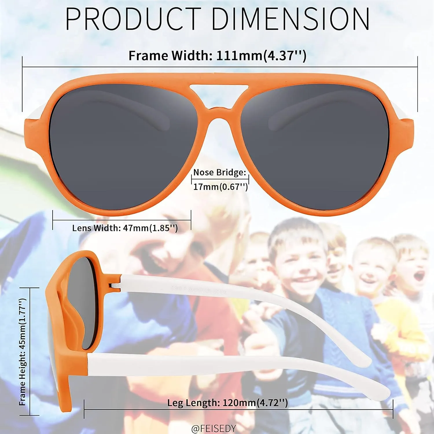 FEISEDY Toddler Aviator Polarized Sunglasses Flexible Frame Cute Baby Boys Girls Age 0-6 Rubber Outdoor B2789